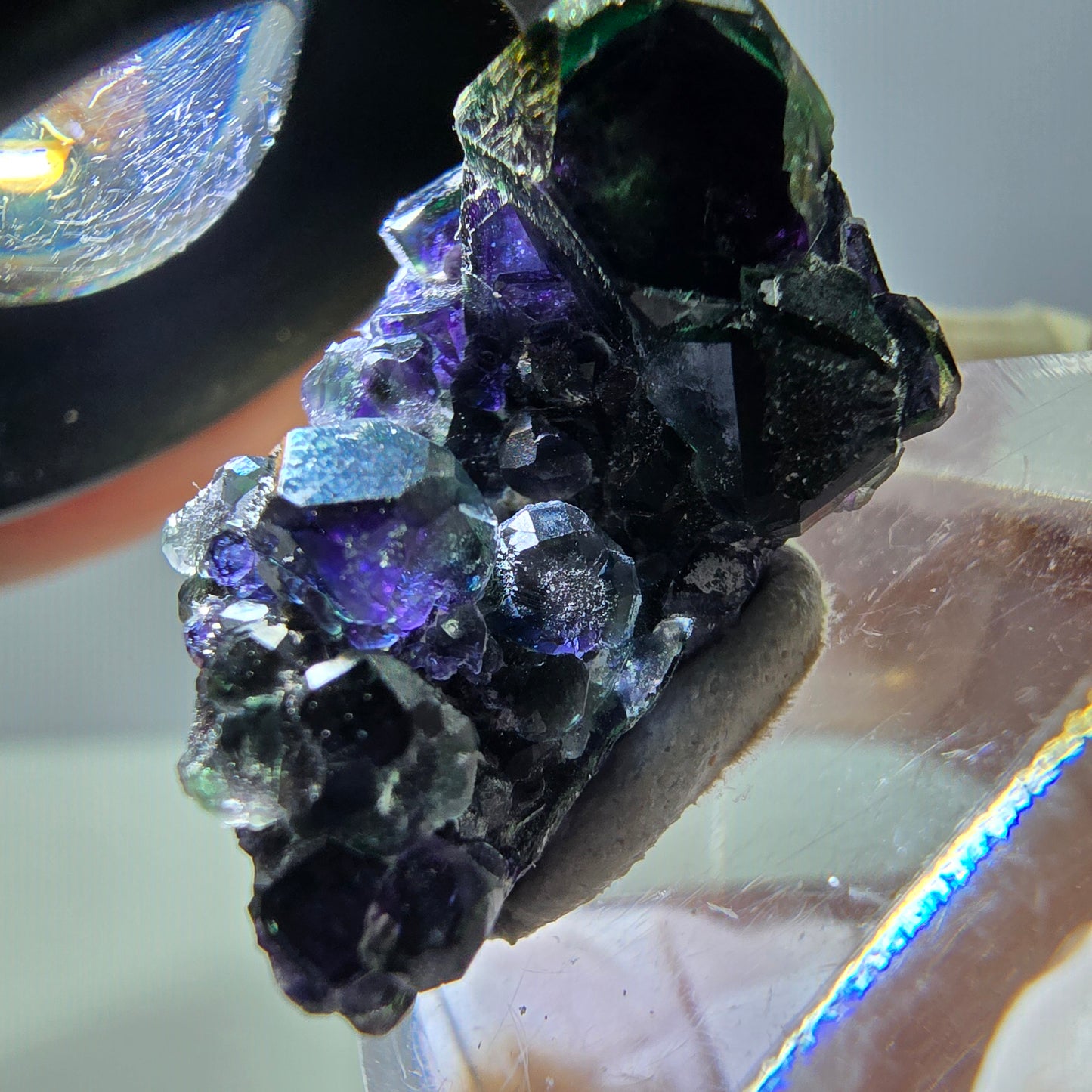 Phantom Fluorit Würfel Stufe, grün lila Okorusu, Namibia 24*19*16mm