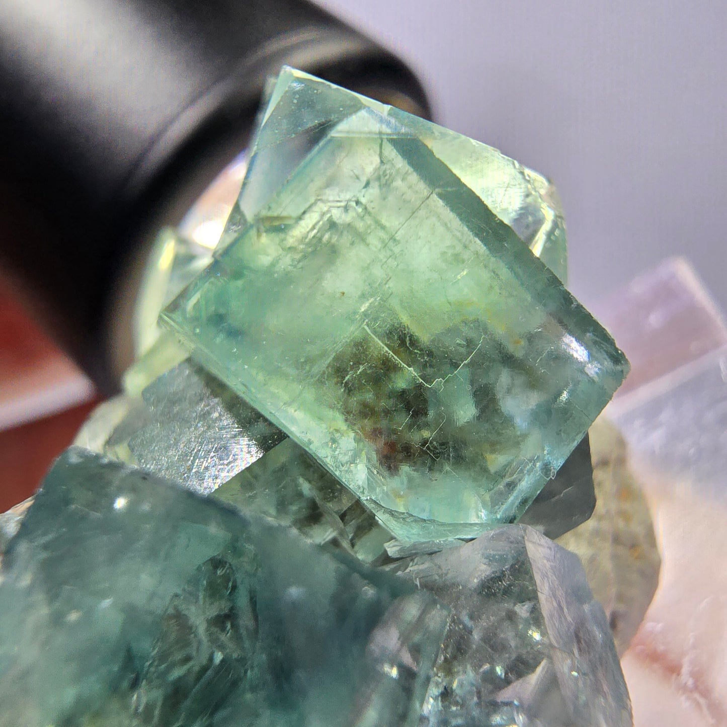 Seltene Phantom Fluorit Würfel Stufe, grün Okorusu, Namibia 34*27*21mm