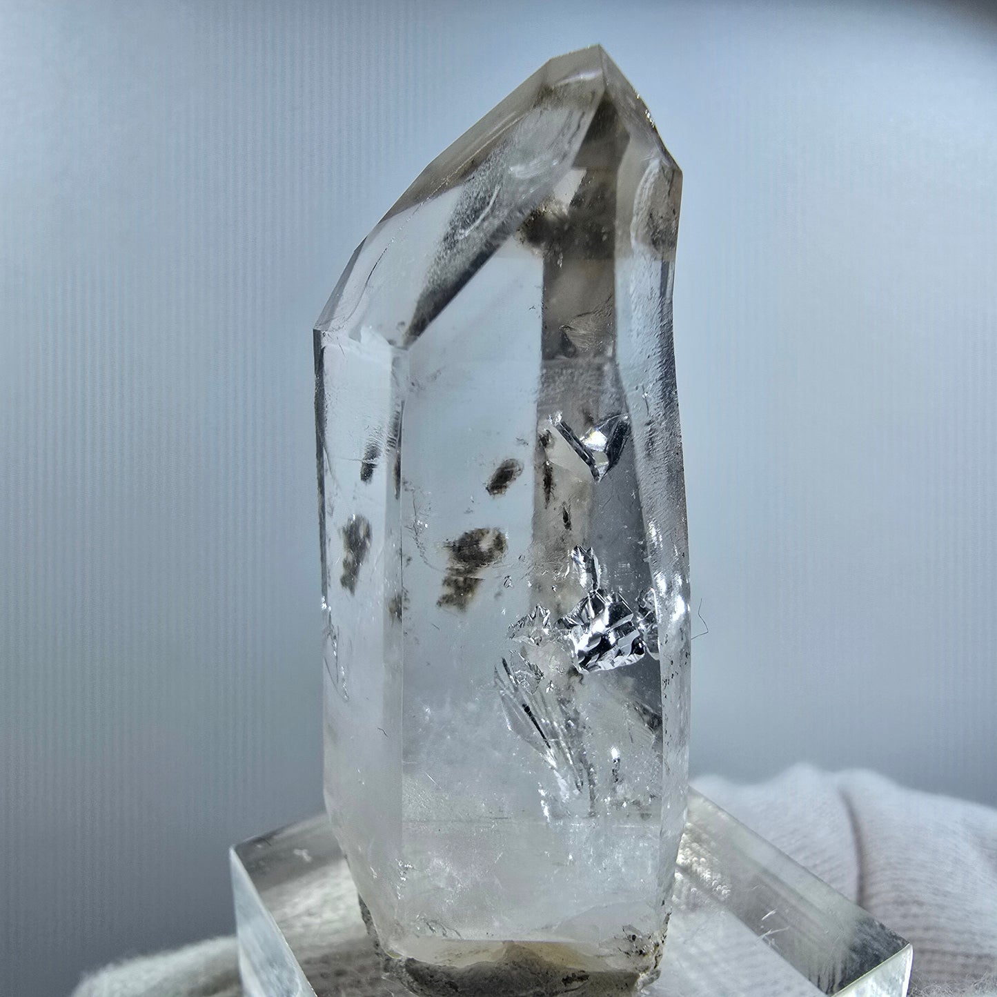 Enhydro Phantom Smoky Quartz Scepter with Calcite Valentine Pocket Goboboseb Namibia 47*22*14mm