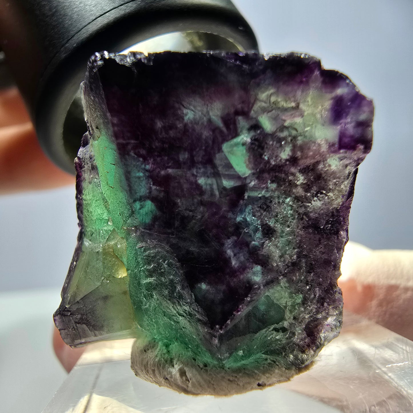 Spécimen de cube de fluorite fantôme, parqueté vert violet Okorusu, Namibie 31*22*16 mm