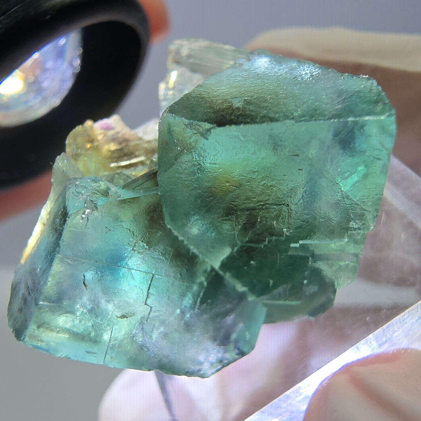 Phantom Fluorit Würfel Stufe, grün parkettiert Okorusu, Namibia 27*24*18mm