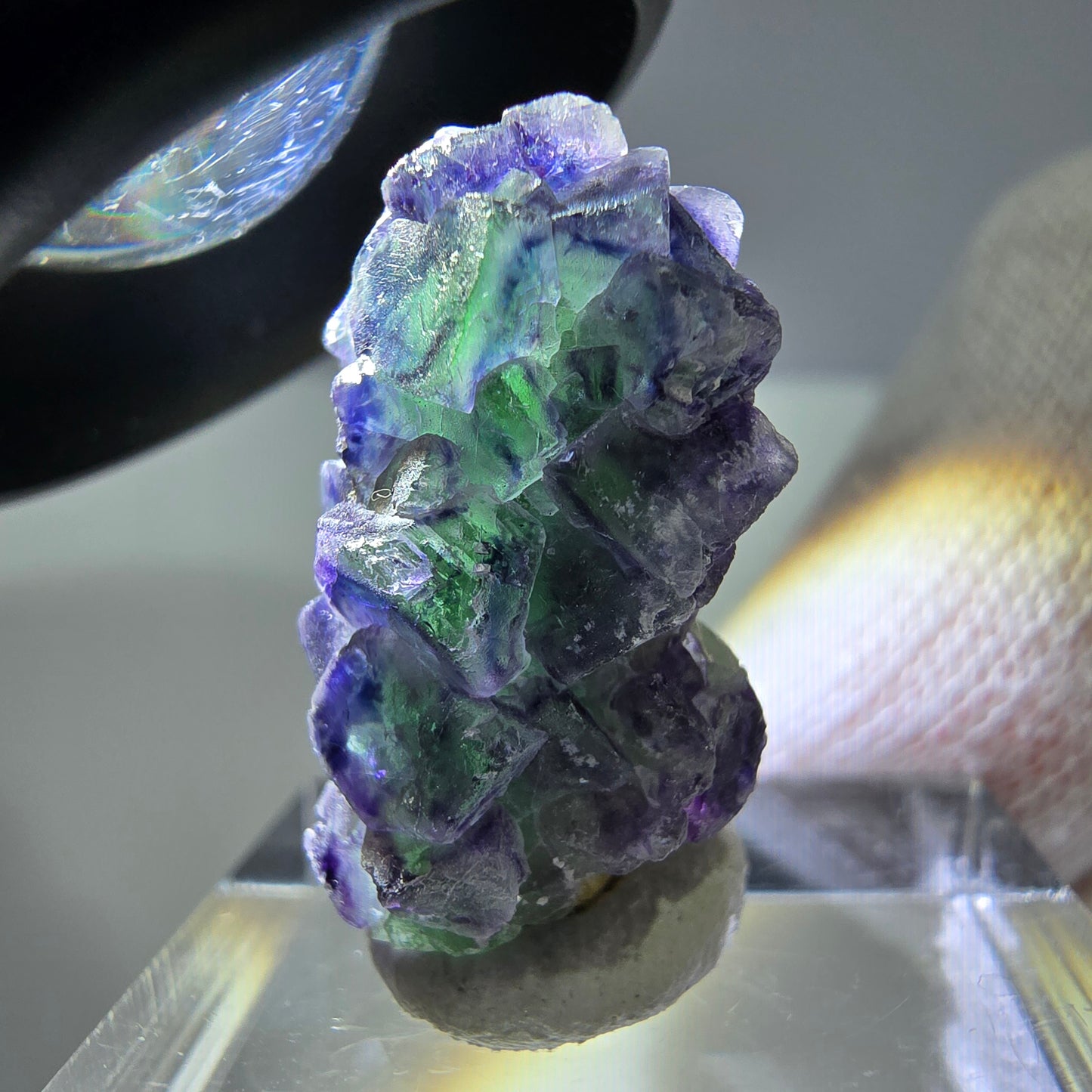 Cube de fluorite fantôme, spécimen de tourmaline scholle muscovite, Erongo, Namibie, 23 x 14 x 13 mm