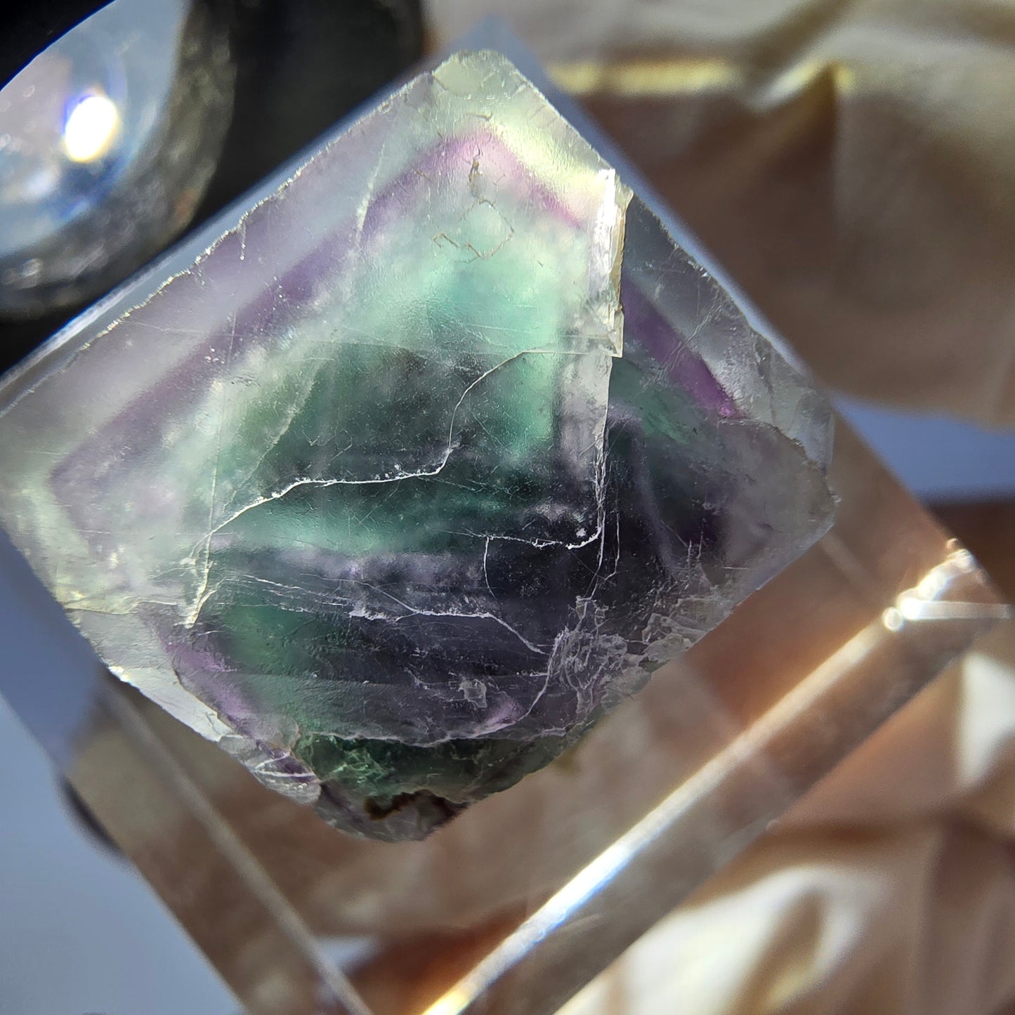 Phantom Fluorit Würfel parkettiert, grün lila Okorusu, Namibia 15*13*13mm