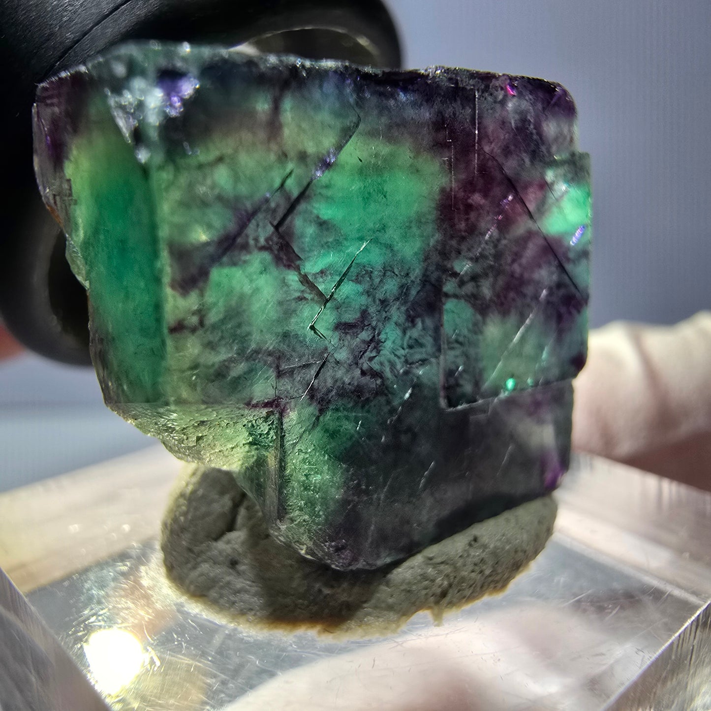 Phantom Fluorit Würfel parkettiert, grün lila Okorusu, Namibia 21*19*16mm