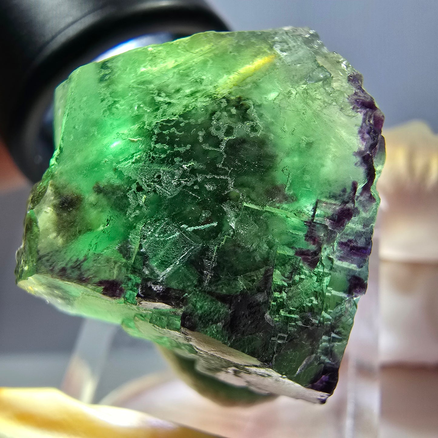 Phantom Fluorit Würfel parkettiert, zonal, grün lila Okorusu, Namibia 31*22*20mm
