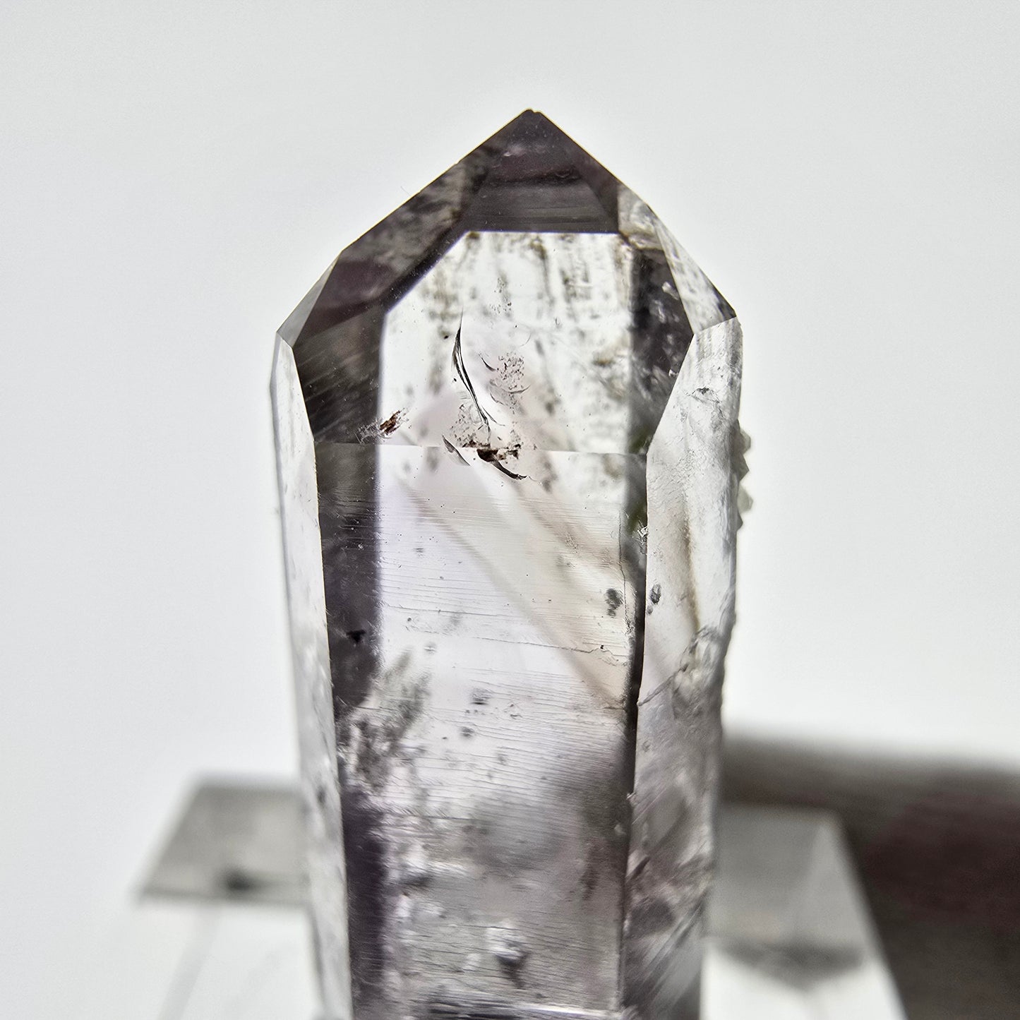 Améthyste fantôme Enhydro, préhnite, 1x Bubble Streep Mine, Namibie 30 x 12 x 8 mm