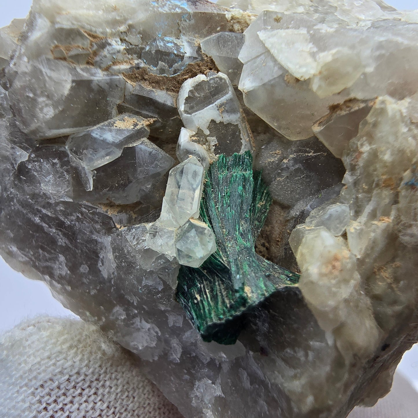 Rare Malachite on Quartz Specimen Kaokoveld, Namibia 51*45*38mm Collection