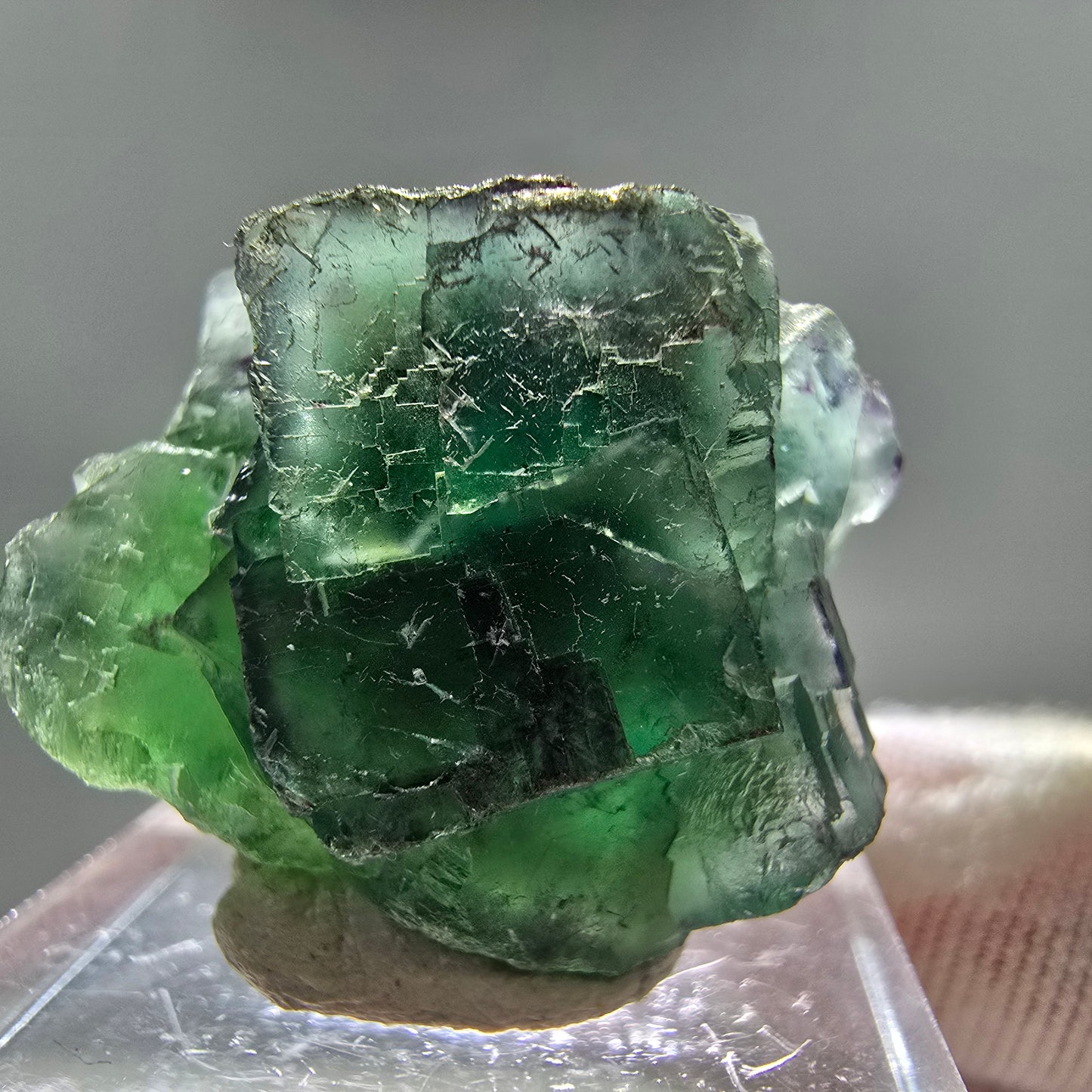 Seltene Phantom Fluorit Würfel Stufe grün Erongo, Namibia 25*22*15mm Sammlung
