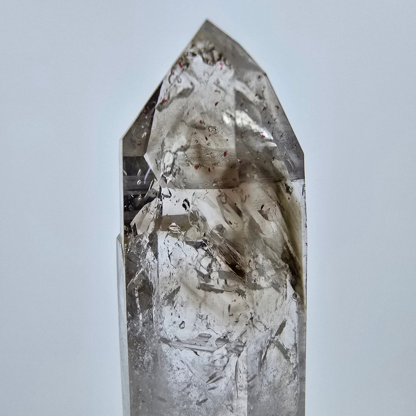 Enhydro Phantom Rauchquarz Lemurian Quarz, 4x Blase Goboboseb Namibia 48*16*11mm