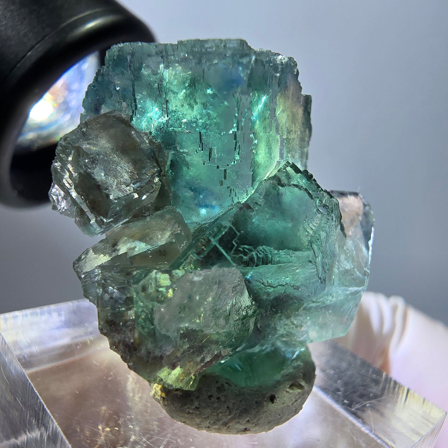 Spécimen de cube de fluorite fantôme, parquet vert Okorusu, Namibie 28 x 21 x 15 mm