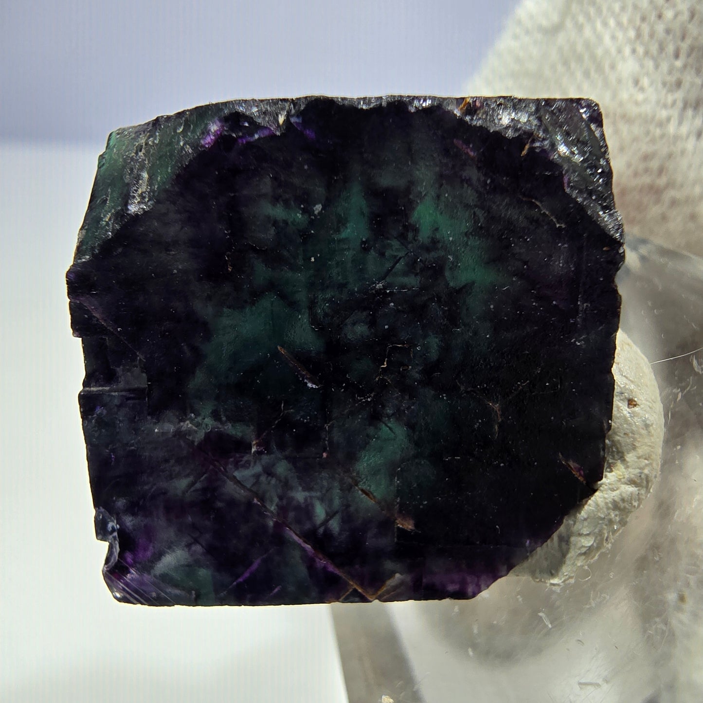 Clear Phantom Fluorite Cube Specimen zonal green purple Okorusu, Namibia 30*27*19mm