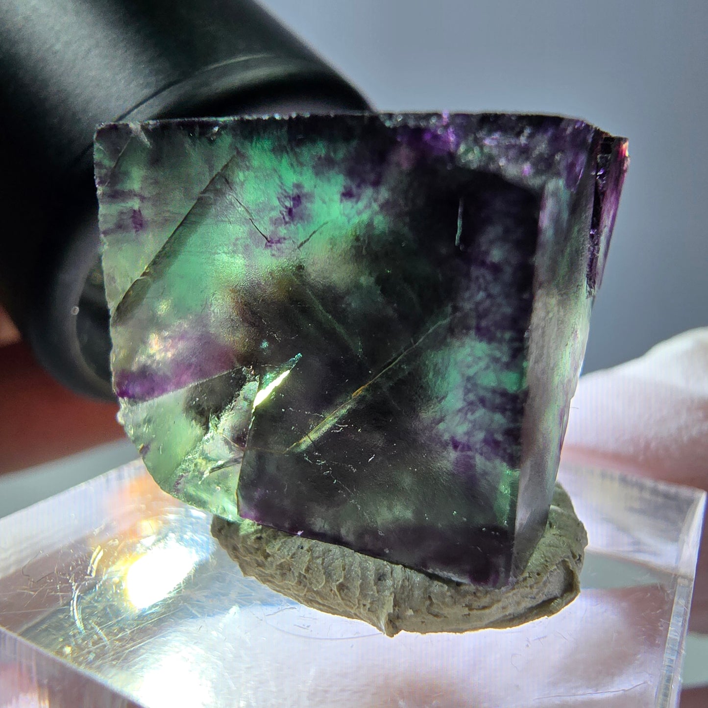 Phantom Fluorit Würfel parkettiert, grün lila Okorusu, Namibia 19*18*17mm