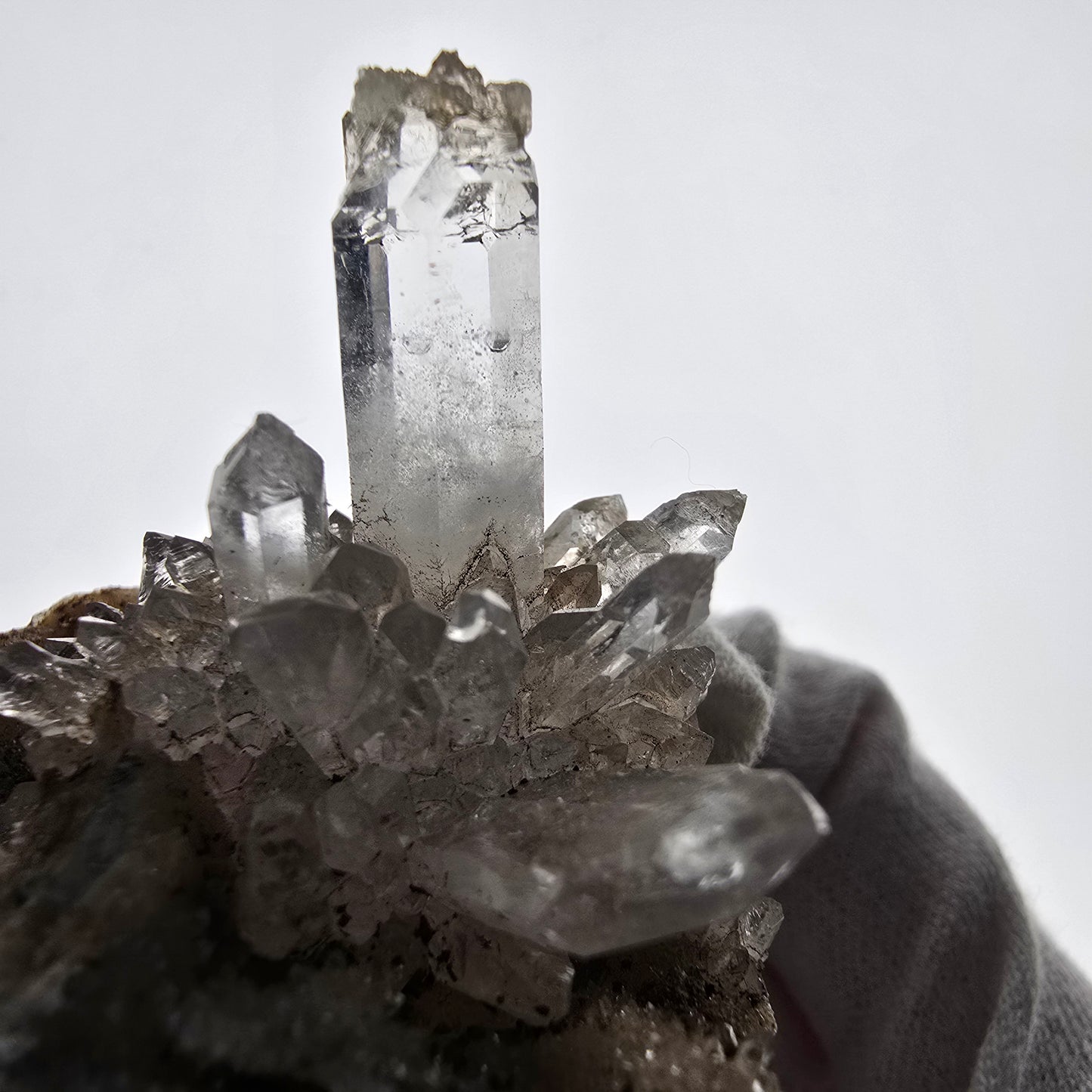 Clear smoky quartz points on matrix specimen Valentine Pocket Goboboseb Namibia 53*44*39mm