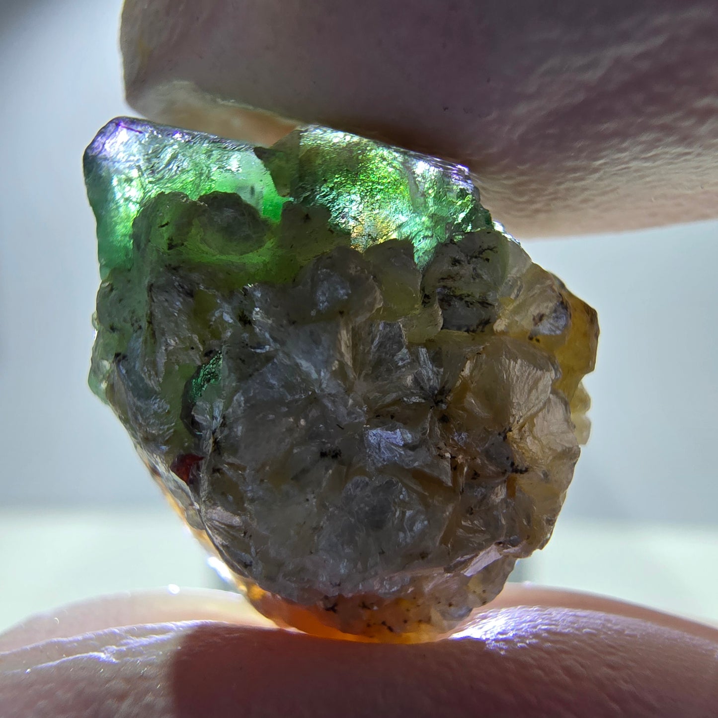 Lot de 7 fluorites fantômes, tourmalines scholl, muscovites, Erongo, Namibie, 24-14 mm