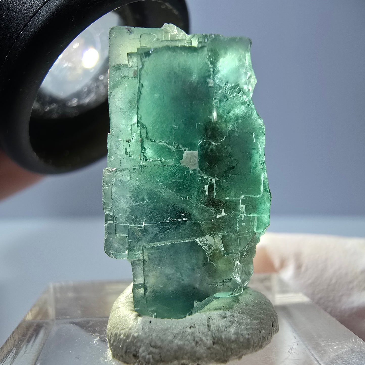 Klarer Phantom Fluorit Würfel parkettiert, grün Okorusu, Namibia 26*19*16mm