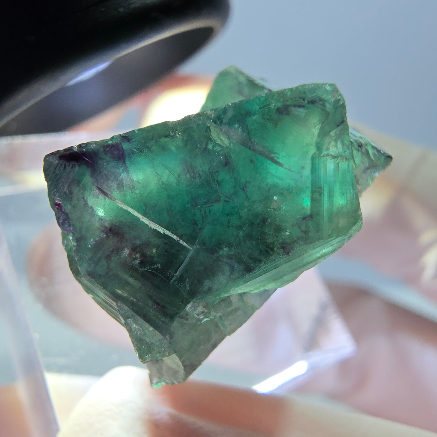 Phantom Fluorit Würfel Stufe, parkettiert grün lila Okorusu, Namibia 24*22*14mm