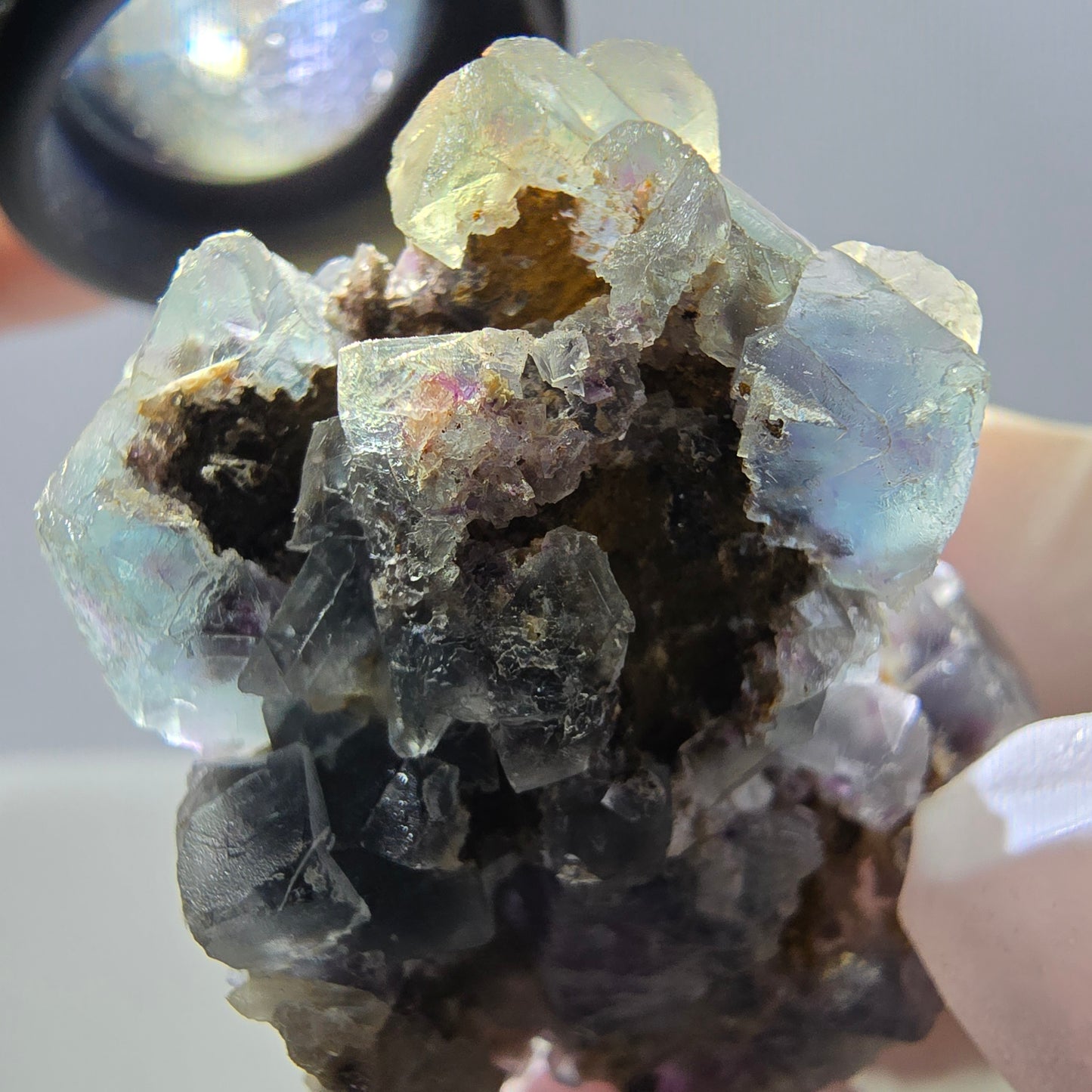 Cube de fluorite fantôme, spécimen de quartz vert violet, Okorusu, Namibie, 43 x 32 x 20 mm