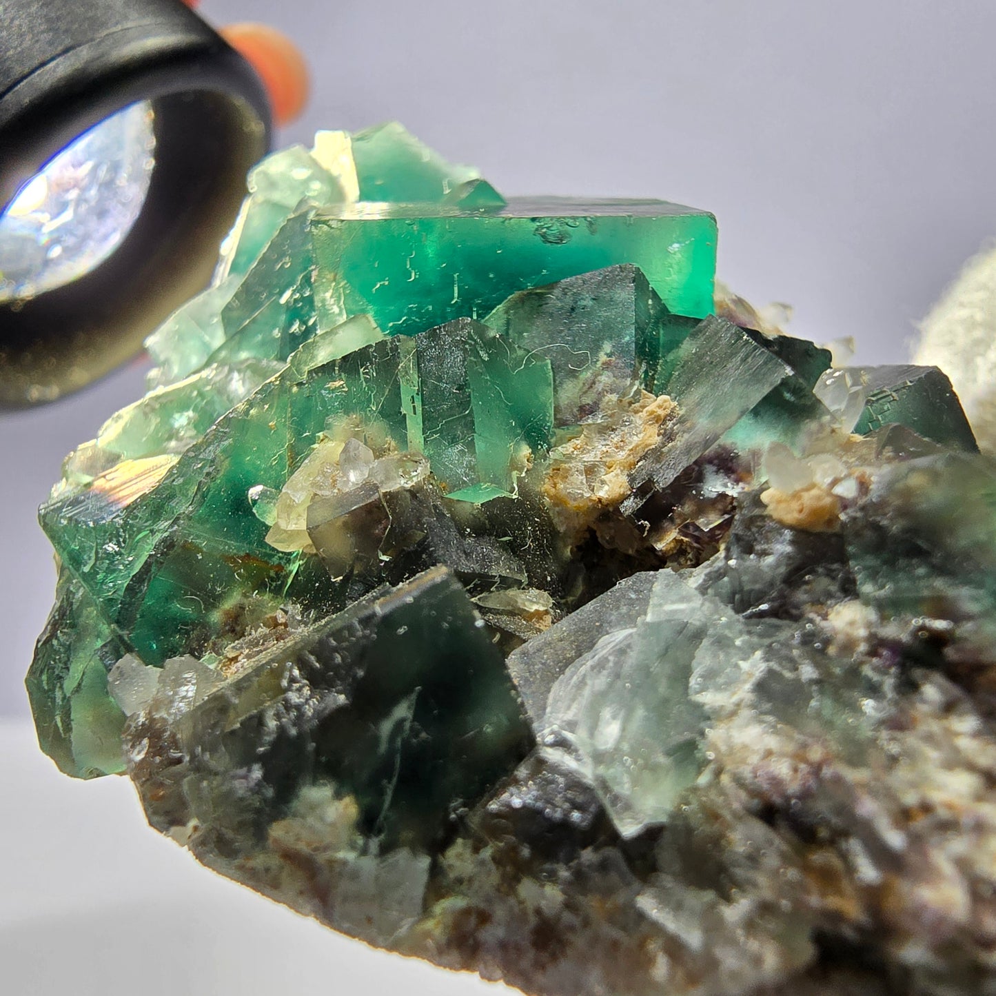 Cube de fluorite fantôme, quartz gradiné, Okorusu, Namibie, 77 x 45 x 22 mm