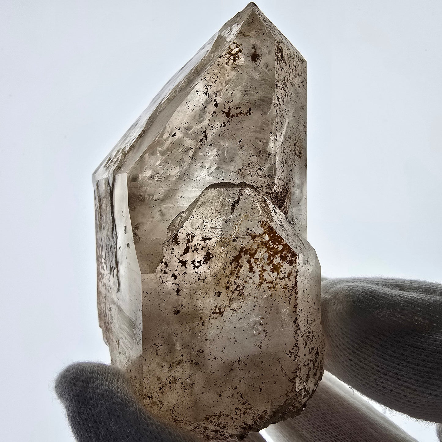 Sceptre de fenêtre Enhydro en quartz fumé, grande bulle, poche Saint-Valentin, Namibie, 88 x 64 x 36 mm