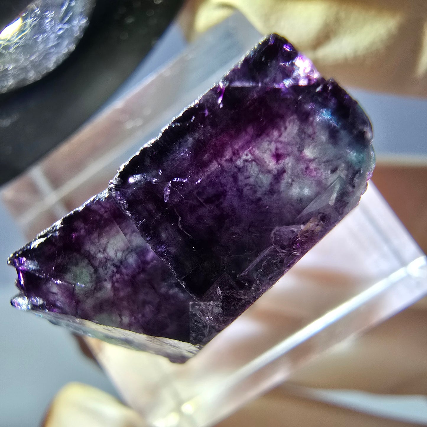 Phantom Fluorit Würfel Stufe, grün lila Okorusu, Namibia 22*17*14mm