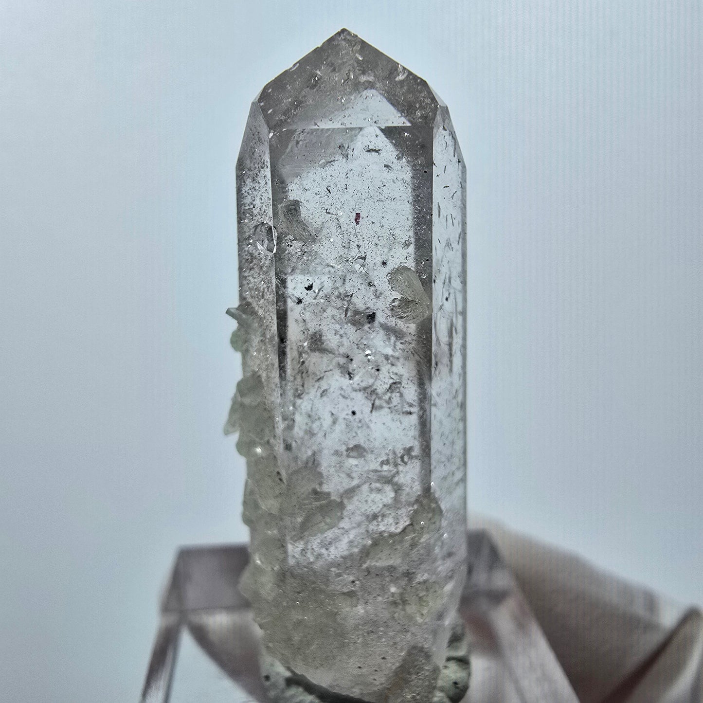 Enhydro Quartz with Prehnite, Analcim Streep Mine, Goboboseb, Namibia 41*15*10mm