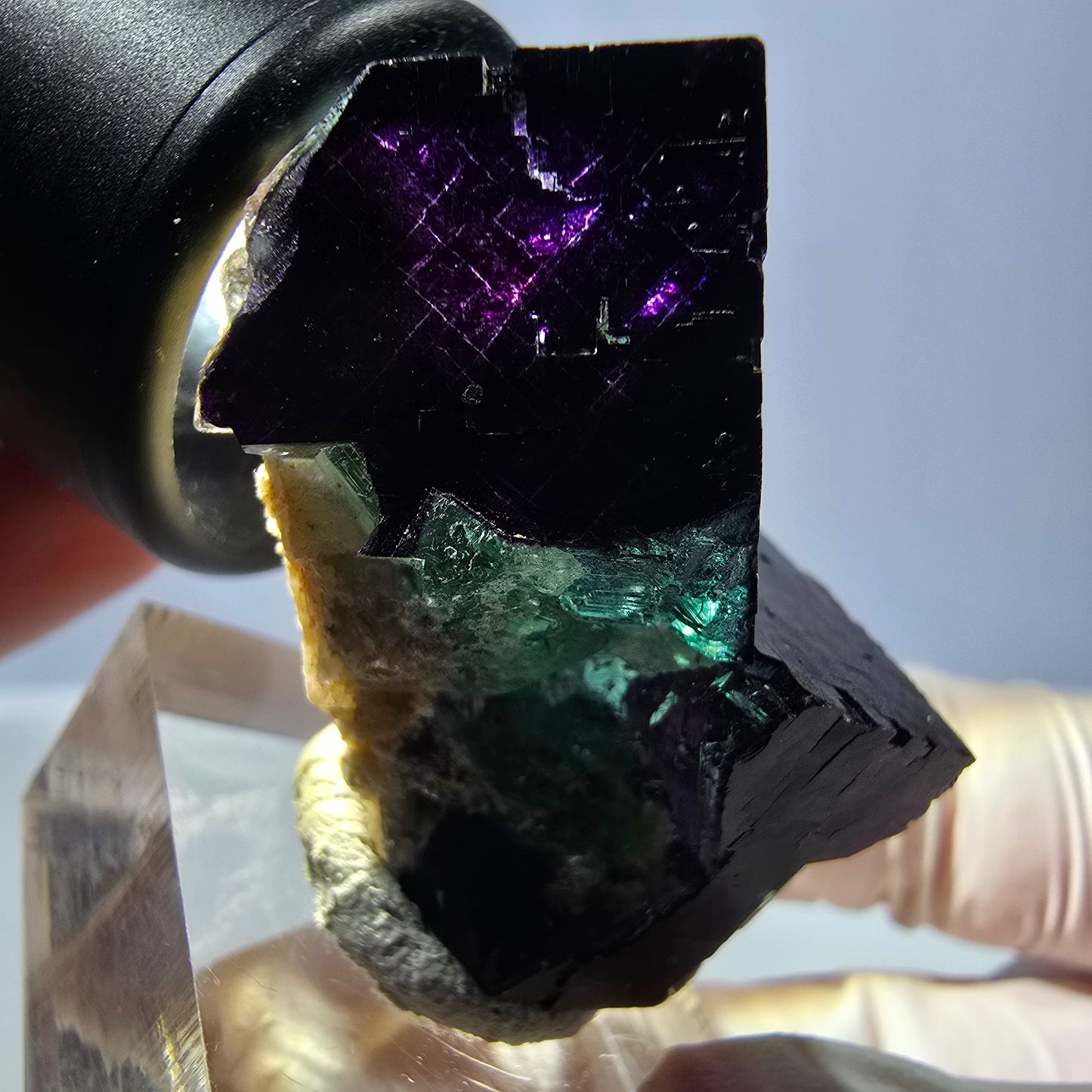 Phantom Fluorit Würfel Stufe grün lila zonal 11:11 Angel Pocket, Namibia 42*31*26mm