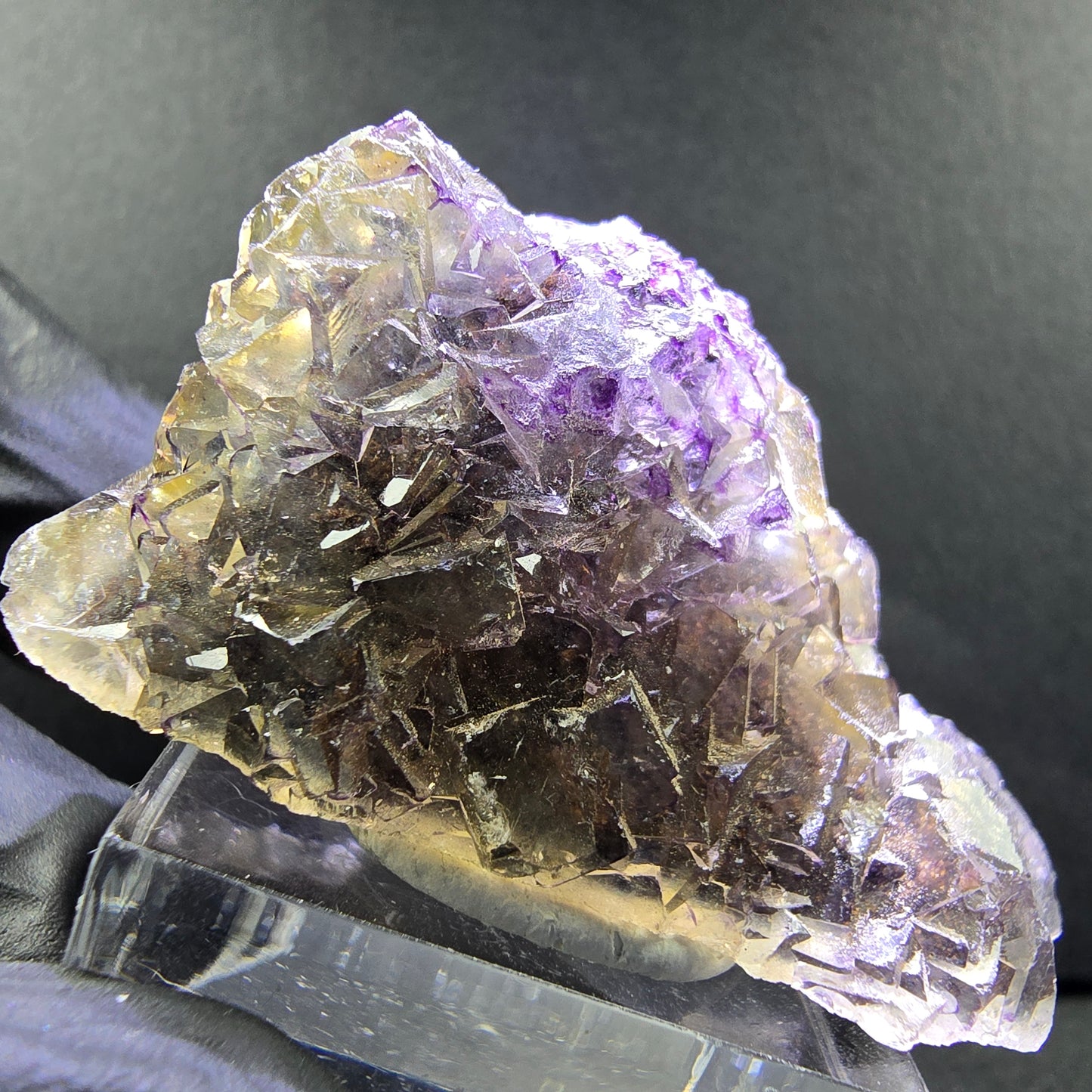 Seltene Honey Pocket Phantom Fluorit XX Würfel Stufe 46*22*23mm Okorusu, Namibia
