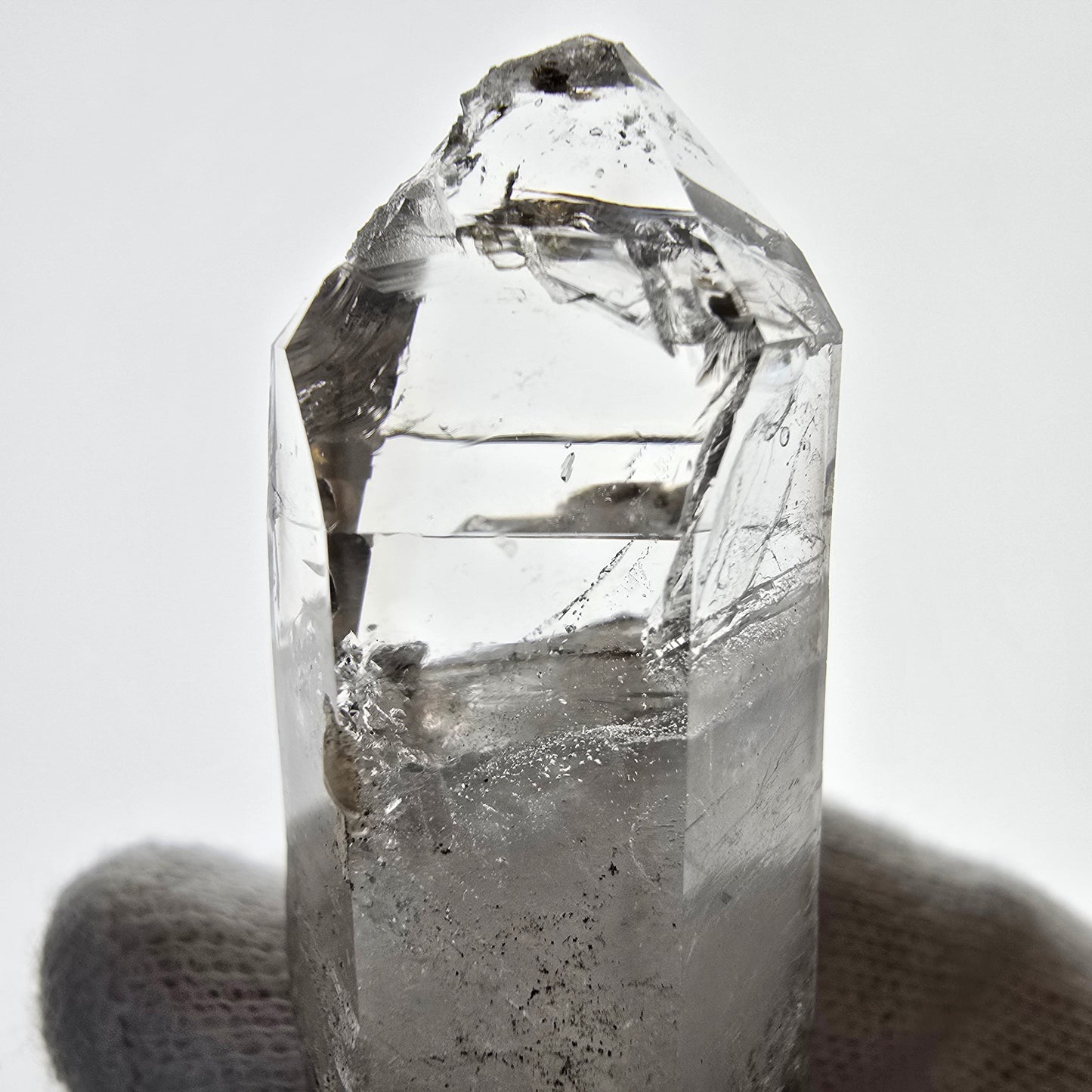 Sceptre DT en quartz fumé squelette Enhydro, 1x pochette Saint-Valentin à bulles, Namibie 60 x 23 x 21 mm