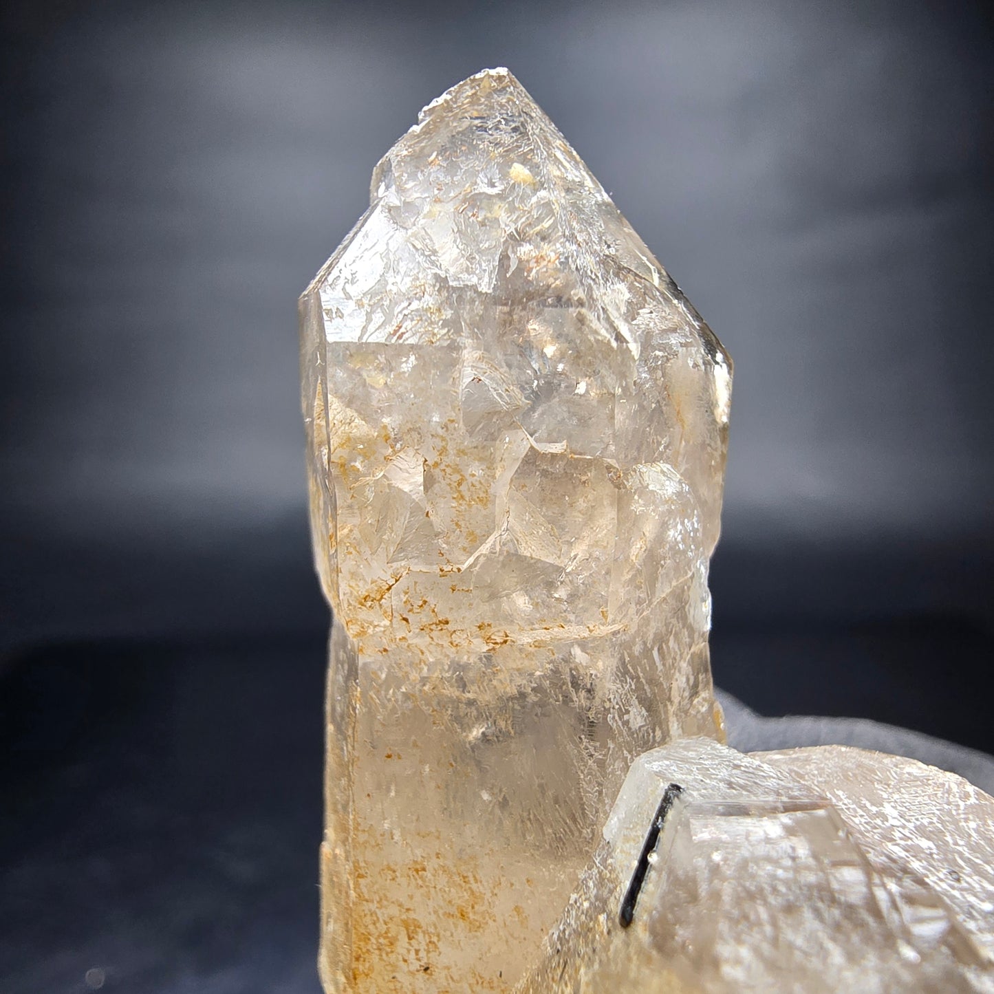 Klare Rauchquarz Zepter mit Schörl Turmalin Stufe Erongo, Namibia 58*47*28mm