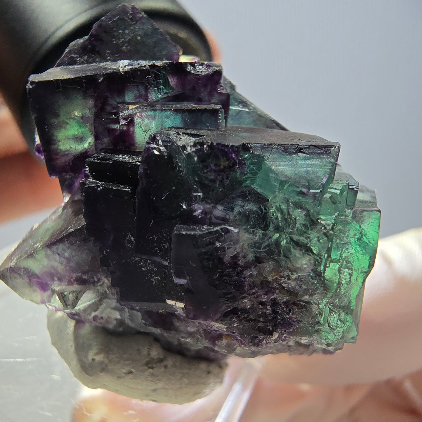 Phantom Fluorit Würfel Stufe, parkettiert grün lila Okorusu, Namibia 35*28*27mm