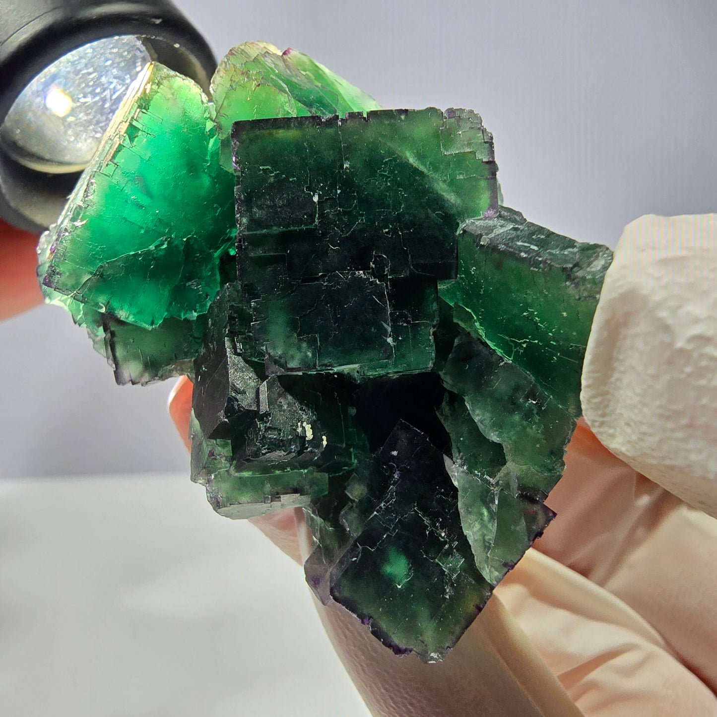 Spécimen de cube de fluorite fantôme, parqueté, zonal Okorusu, Namibie 51*38*29mm