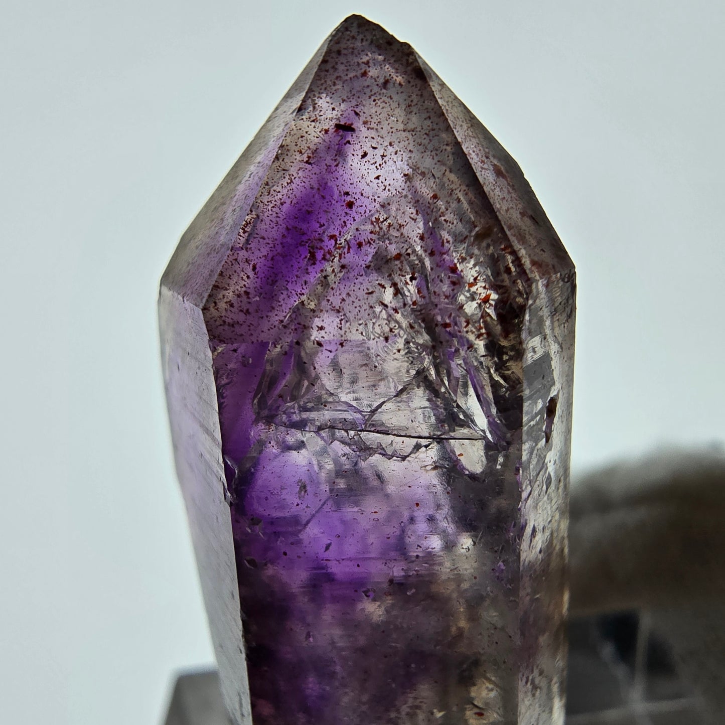 Pointe de sceptre d'améthyste fantôme Enhydro, 1x Bubble Brandberg, Namibie 34 x 16 x 14 mm