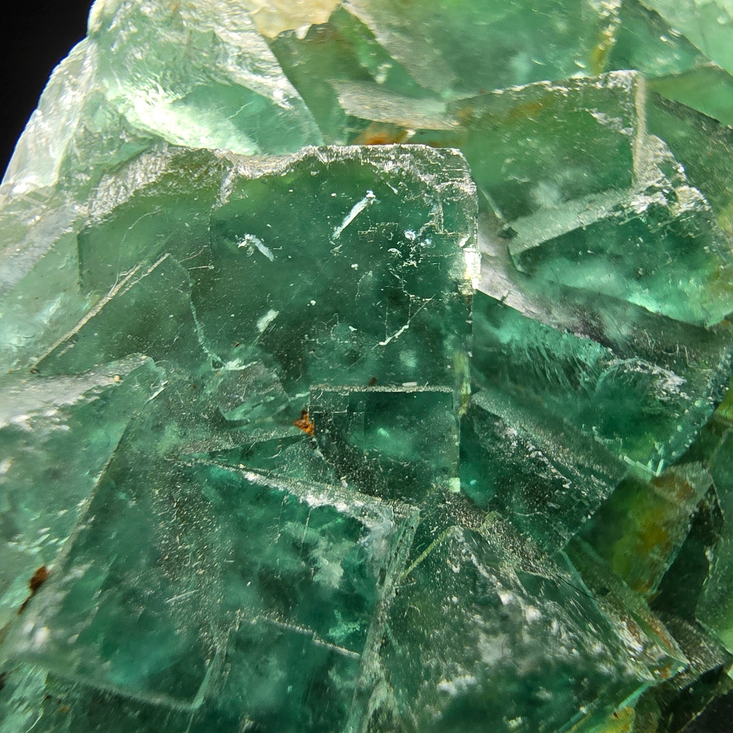 Cube de fluorite fantôme transparent, vert Okorusu, Collection namibie 68x51x17mm