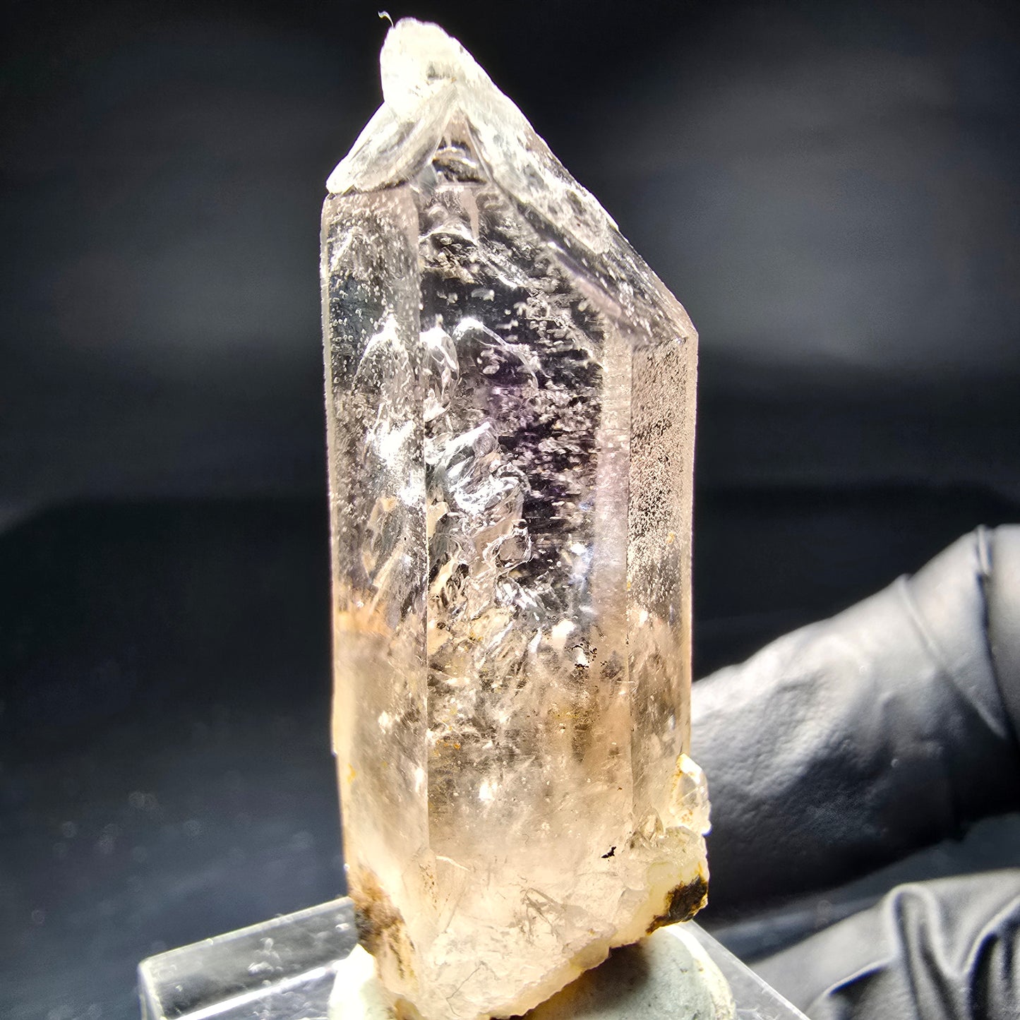 Klare Enhydro Phantom Rauchquarz Spitze 1x Blase Goboboseb, Namibia 45*19*14mm