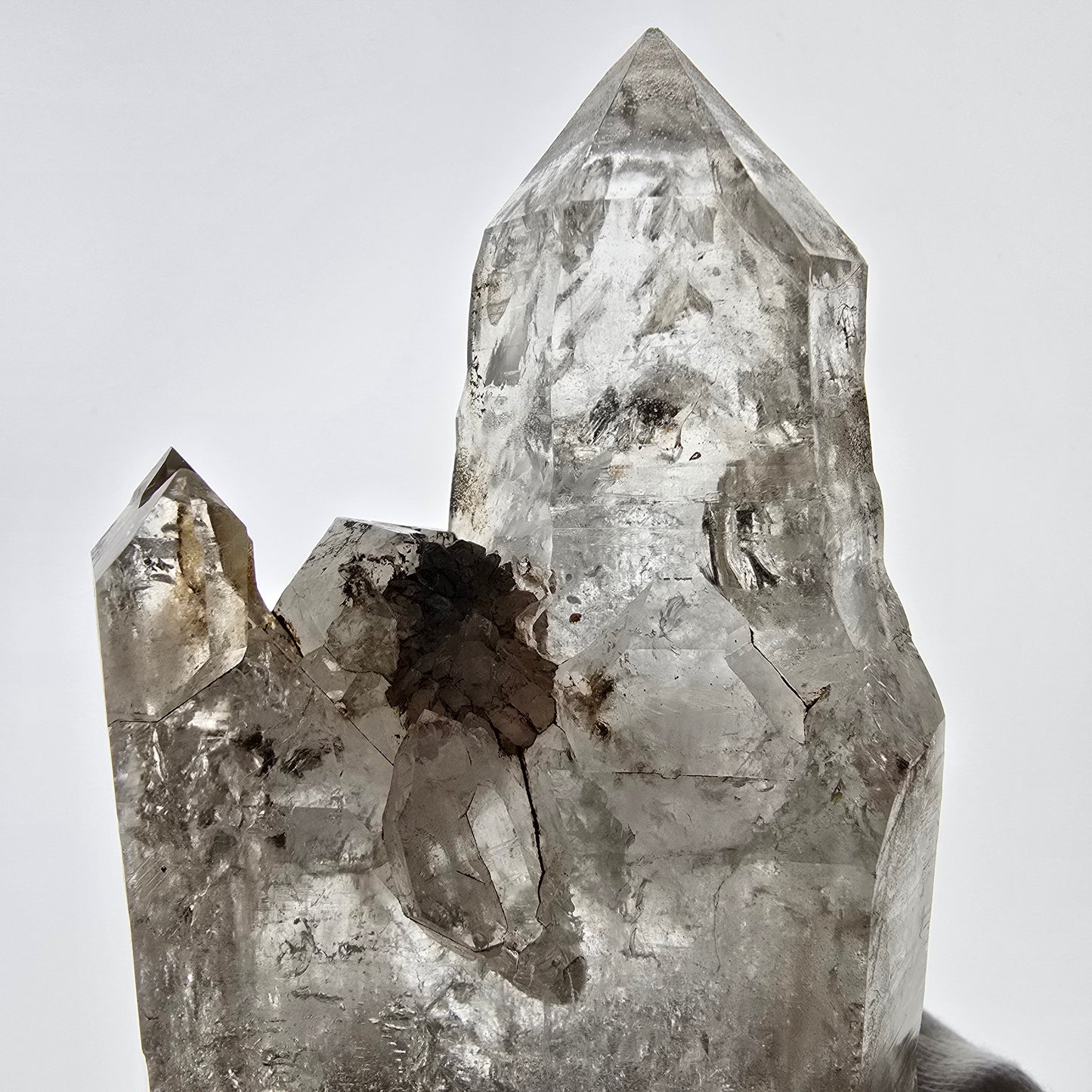 Sceptre DT Enhydro Skeleton Smoky Quartz 3x Bubble (grand) Valentine Pocket Namibie 131*70*52mm