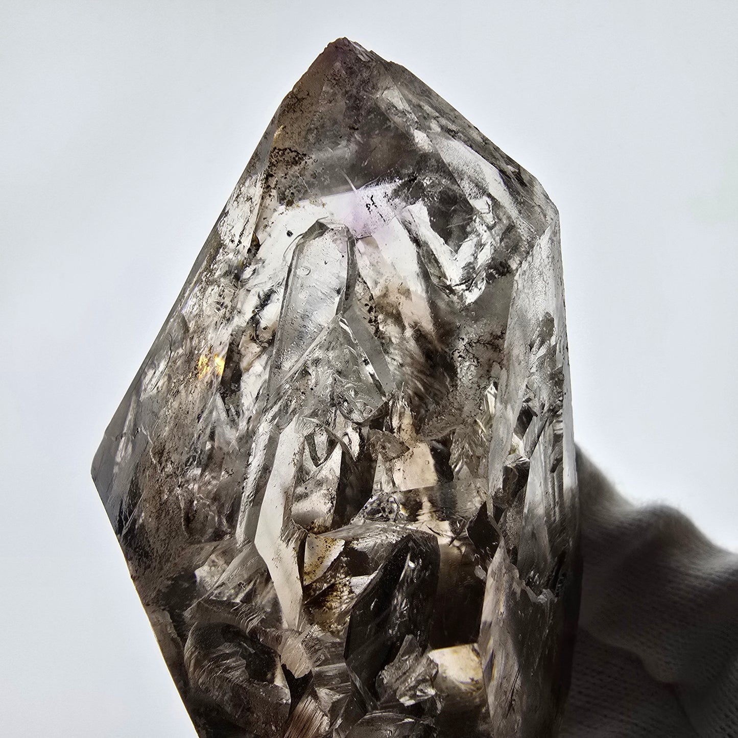 Sceptre DT Enhydro Skeleton Smoky Quartz 4x Bubble (grand) Valentine Pocket Namibie 106*53*46mm