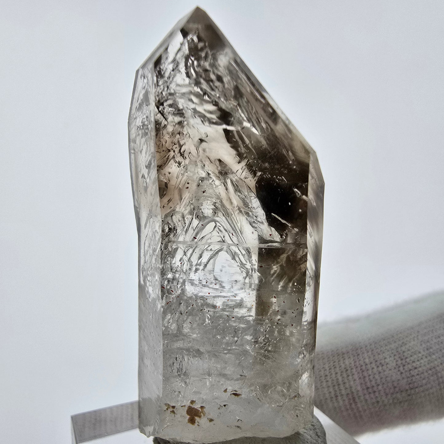 Enhydro Phantom Smoky Quartz Sceptre Tip 3x Bubble Goboboseb, Namibie 44*19*13mm