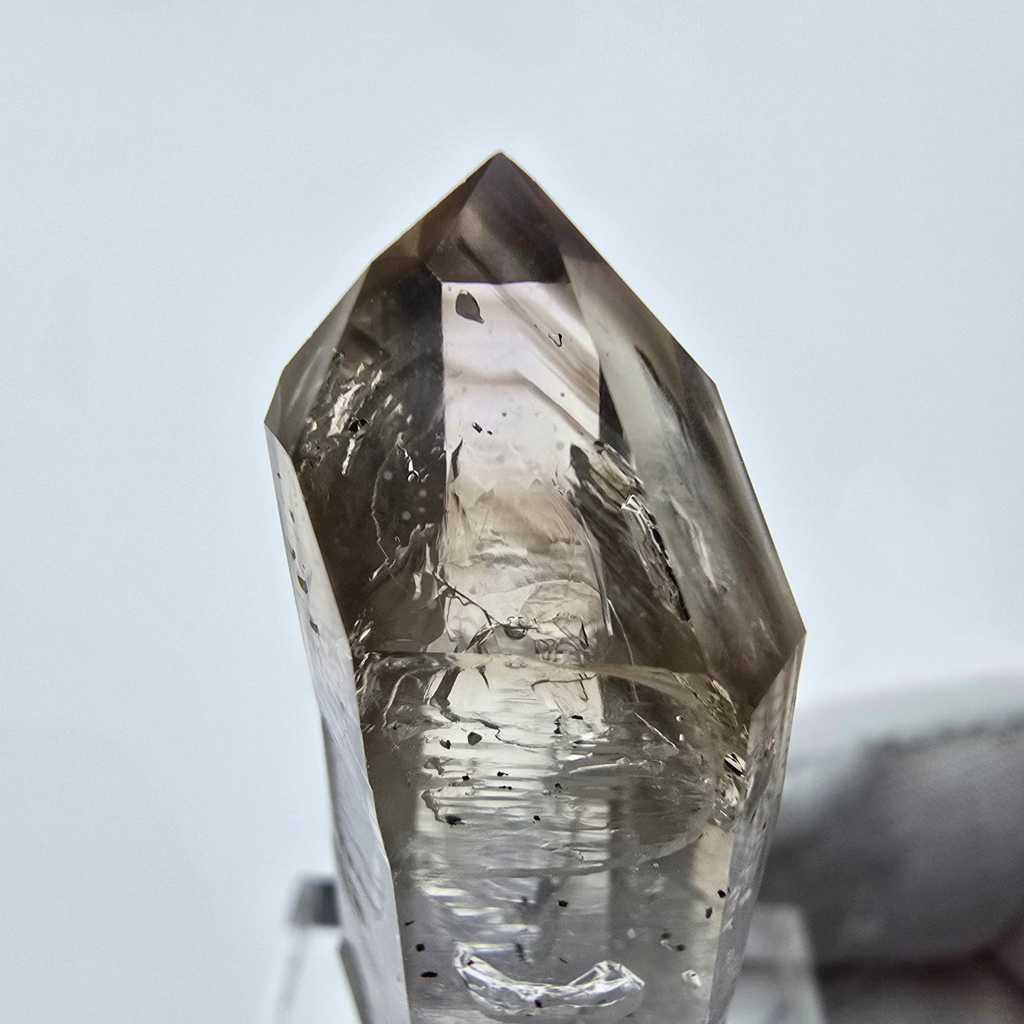 Enhydro Phantom Smoky Quartz Sceptre Tip 1x Bubble Goboboseb, Namibie 44*13*11mm