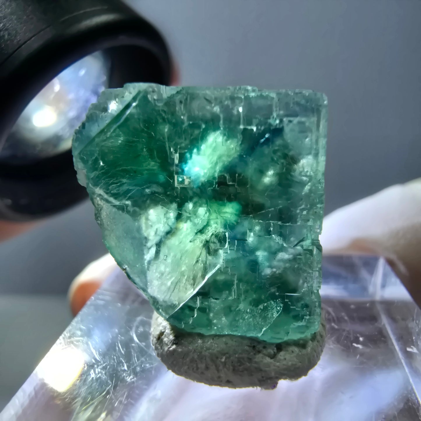 Klarer Phantom Fluorit Würfel parkettiert, grün Okorusu, Namibia 17*17*17mm