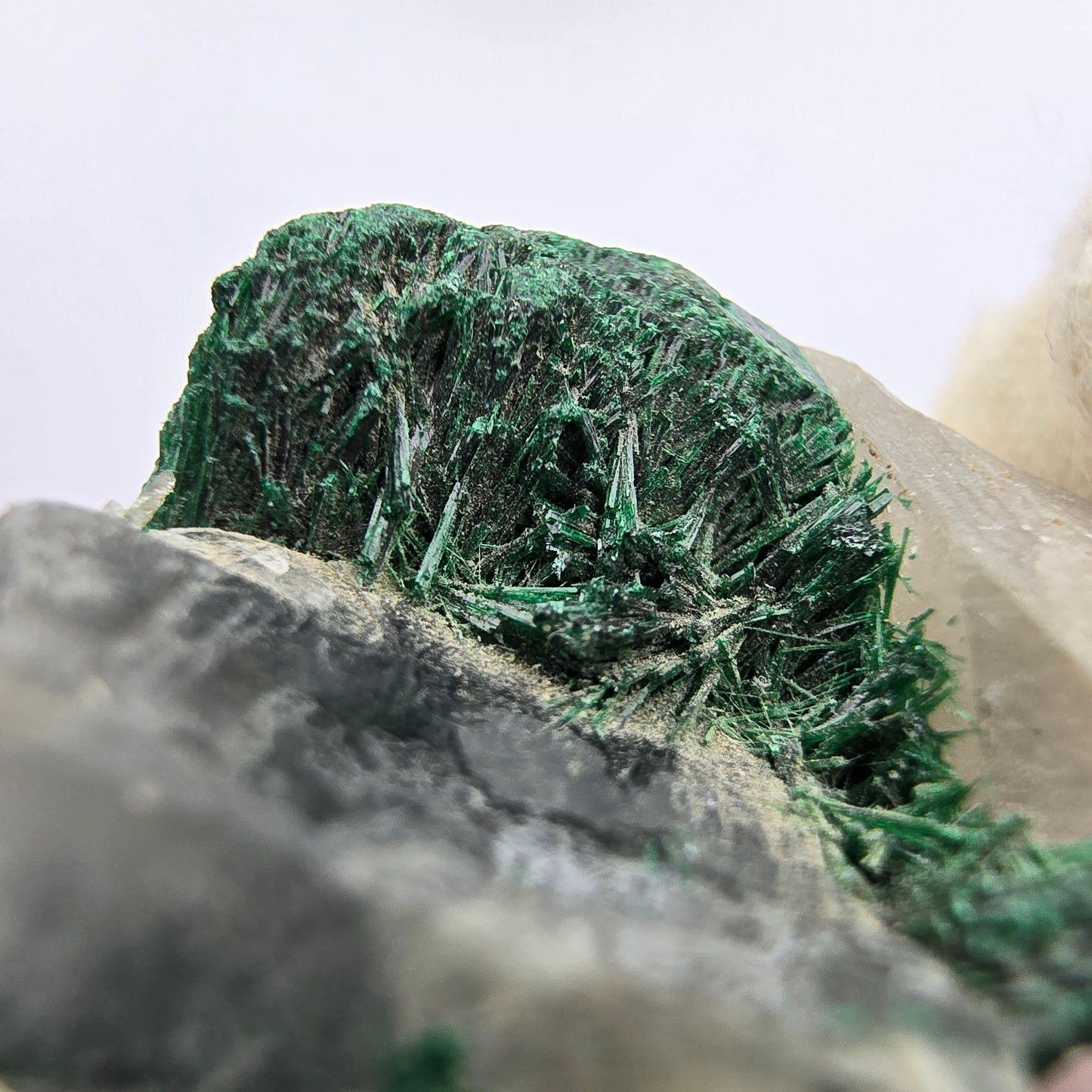 Rare Malachite on Quartz Specimen Kaokoveld, Namibia 26*19*13mm Collection