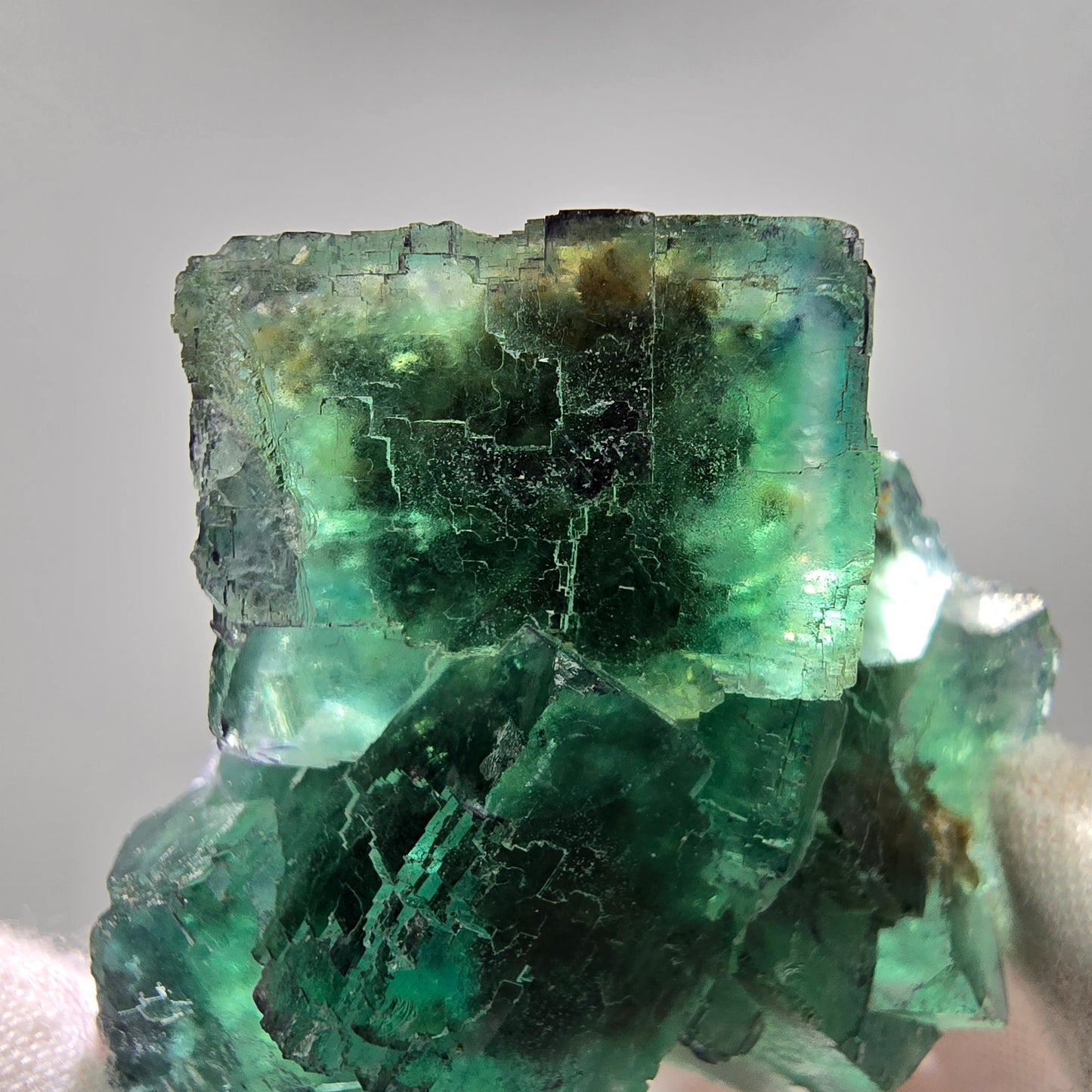 Seltene Phantom Fluorit Würfel Stufe grün lila zonar Okorusu, Namibia 52*51*30mm