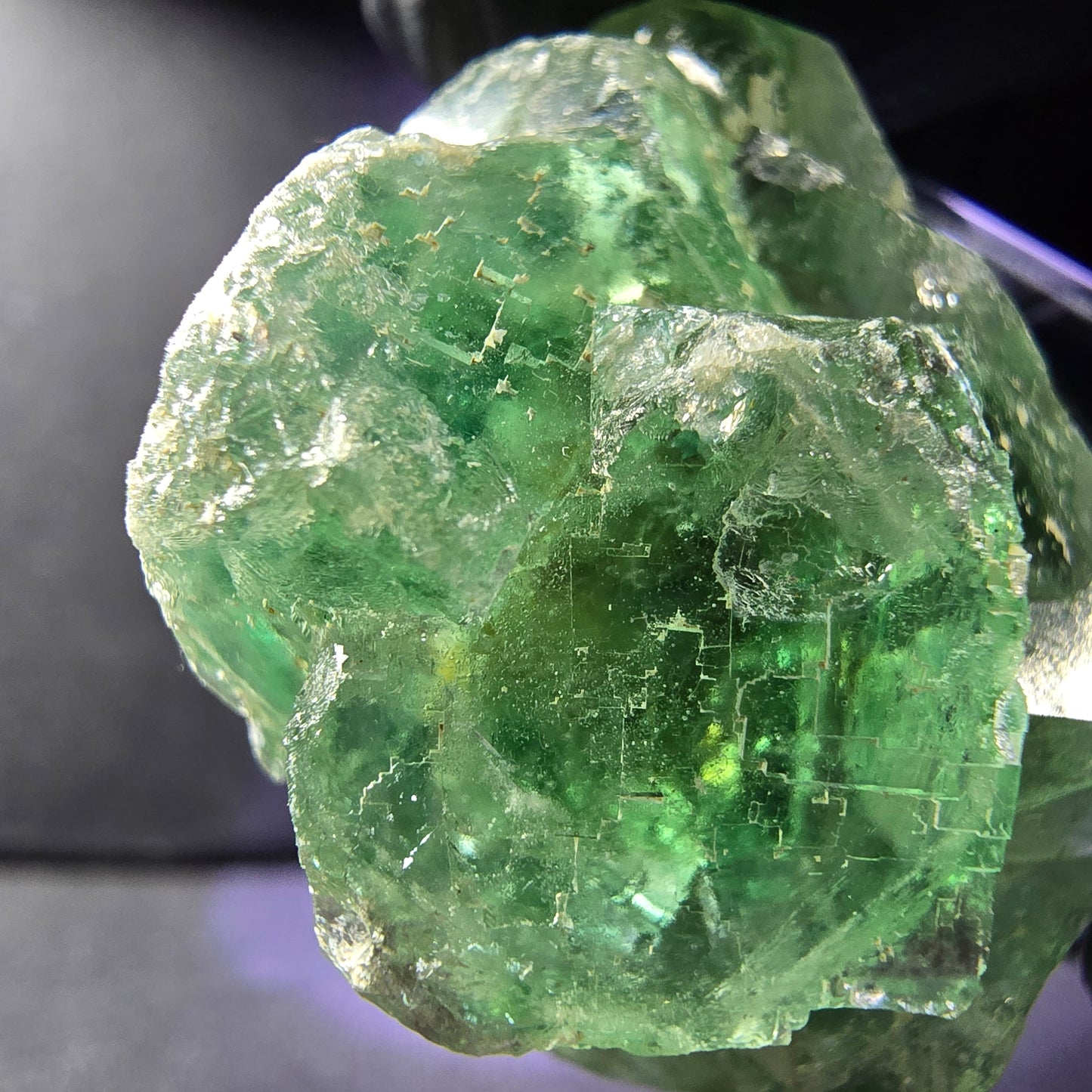 Seltene Phantom Fluorit Würfel Stufe grün 34*28*23mm Okorusu, Namibia Sammlung