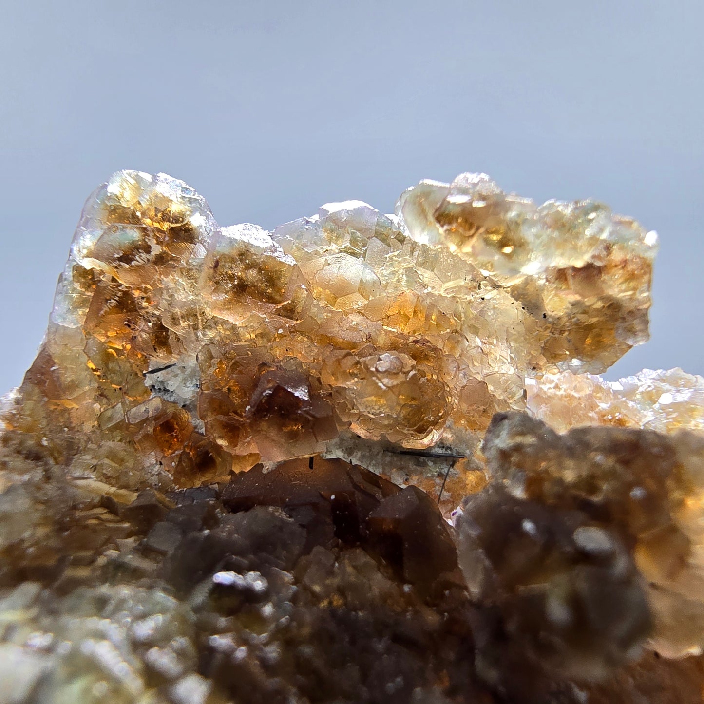 Phantom Fluorit Würfel grün braun, Muskovit Stufe Erongo, Namibia 50*31*23mm