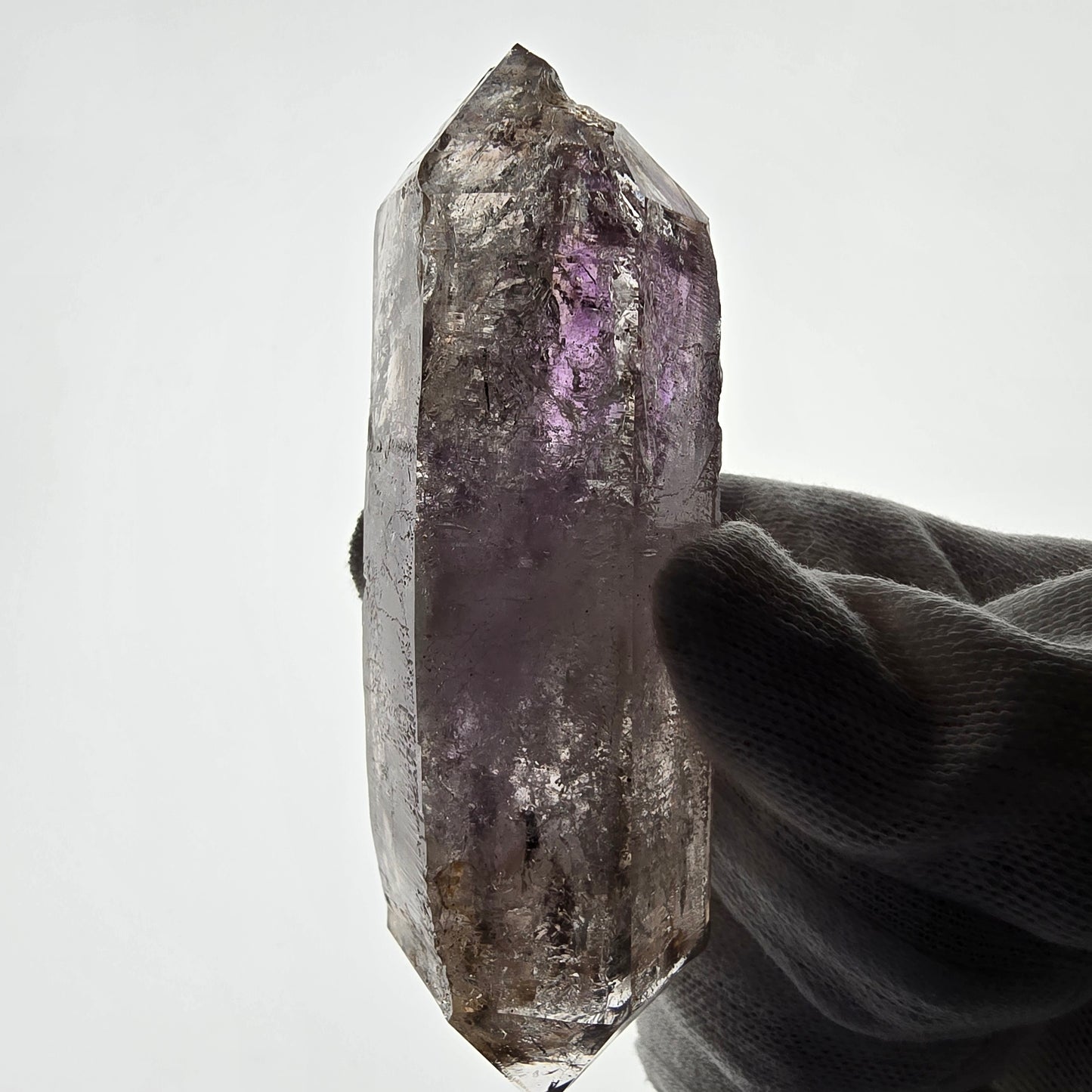 Sceptre d'améthyste squelette Enhydro DT UV Calcite 2x Bubble Valentine Pocket Namibie 99*35*31mm