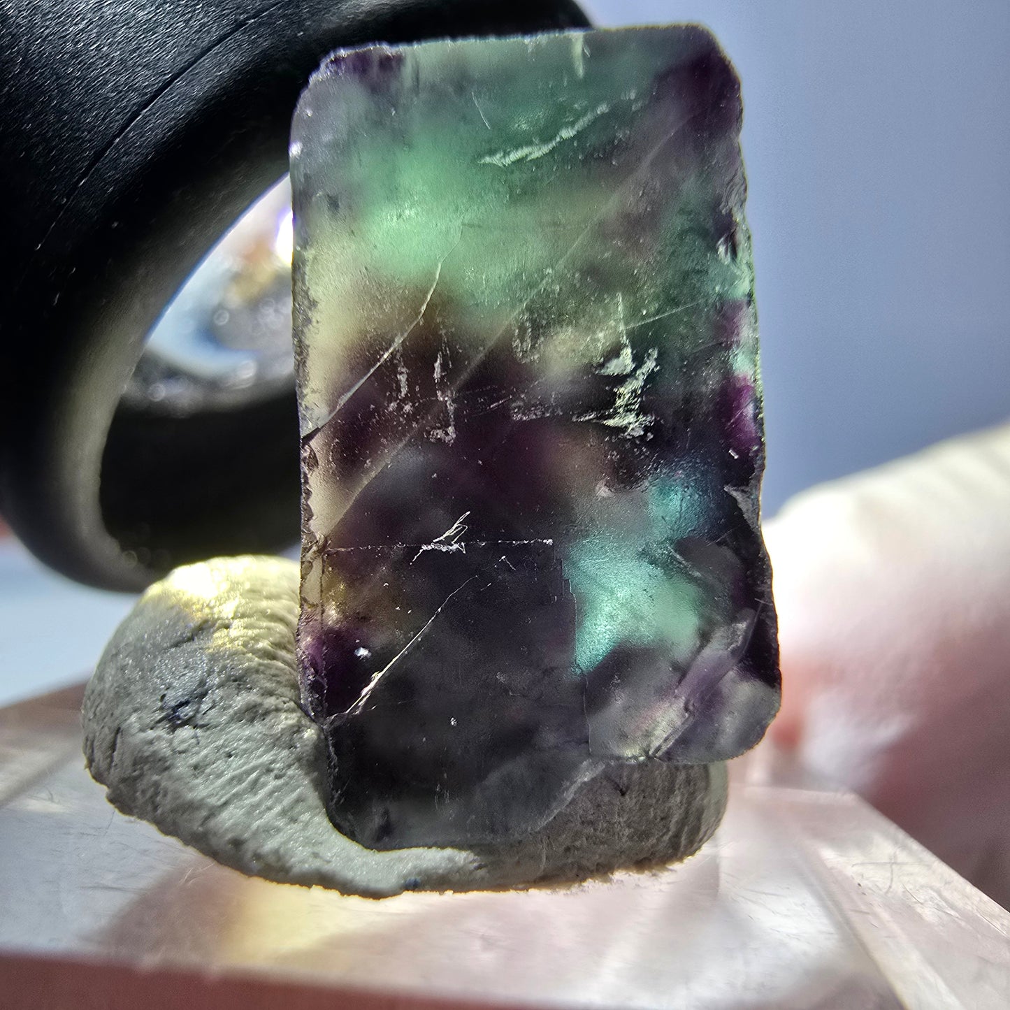 Phantom Fluorit Würfel parkettiert, grün lila Okorusu, Namibia 19*17*11mm