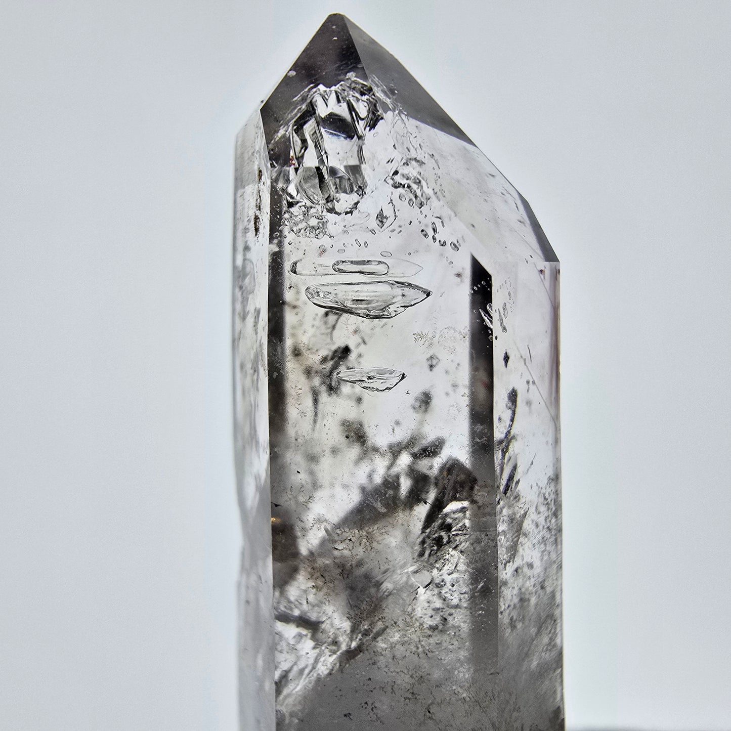 Sceptre DT en quartz fumé squelette Enhydro, grande poche à bulles Saint-Valentin, Namibie 53 x 18 x 17 mm