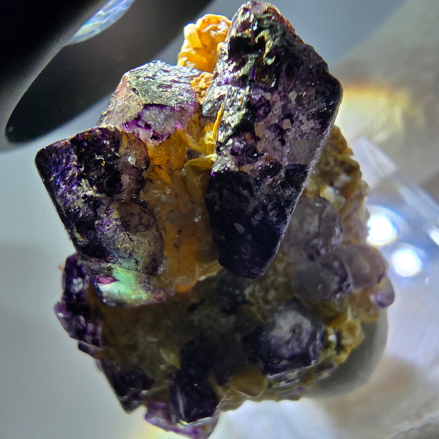 Cube de fluorite fantôme zonal, spécimen de muscovite, Erongo, Namibie, 35 x 26 x 13 mm