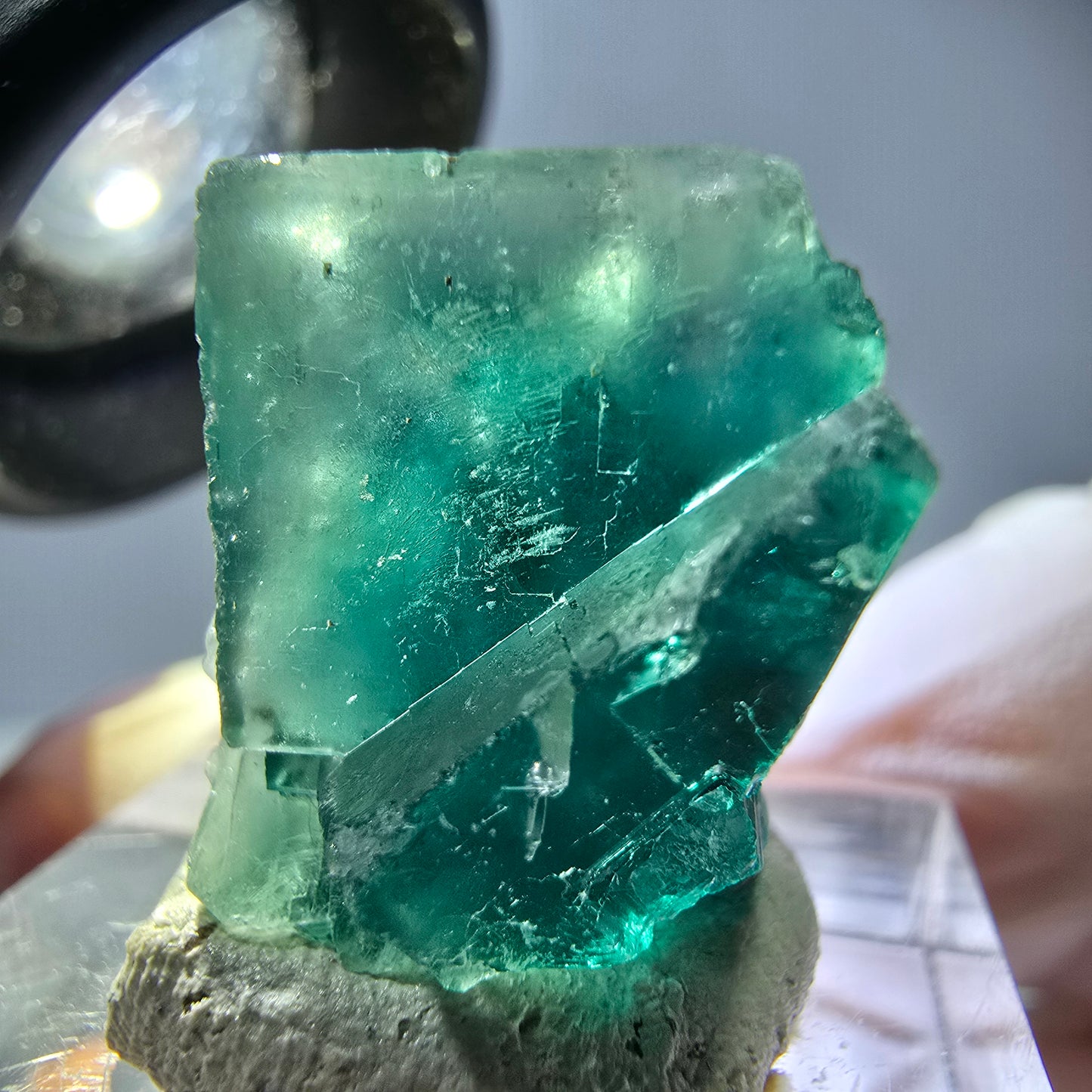Klarer Phantom Fluorit Würfel parkettiert, grün Okorusu, Namibia 20*19*16mm