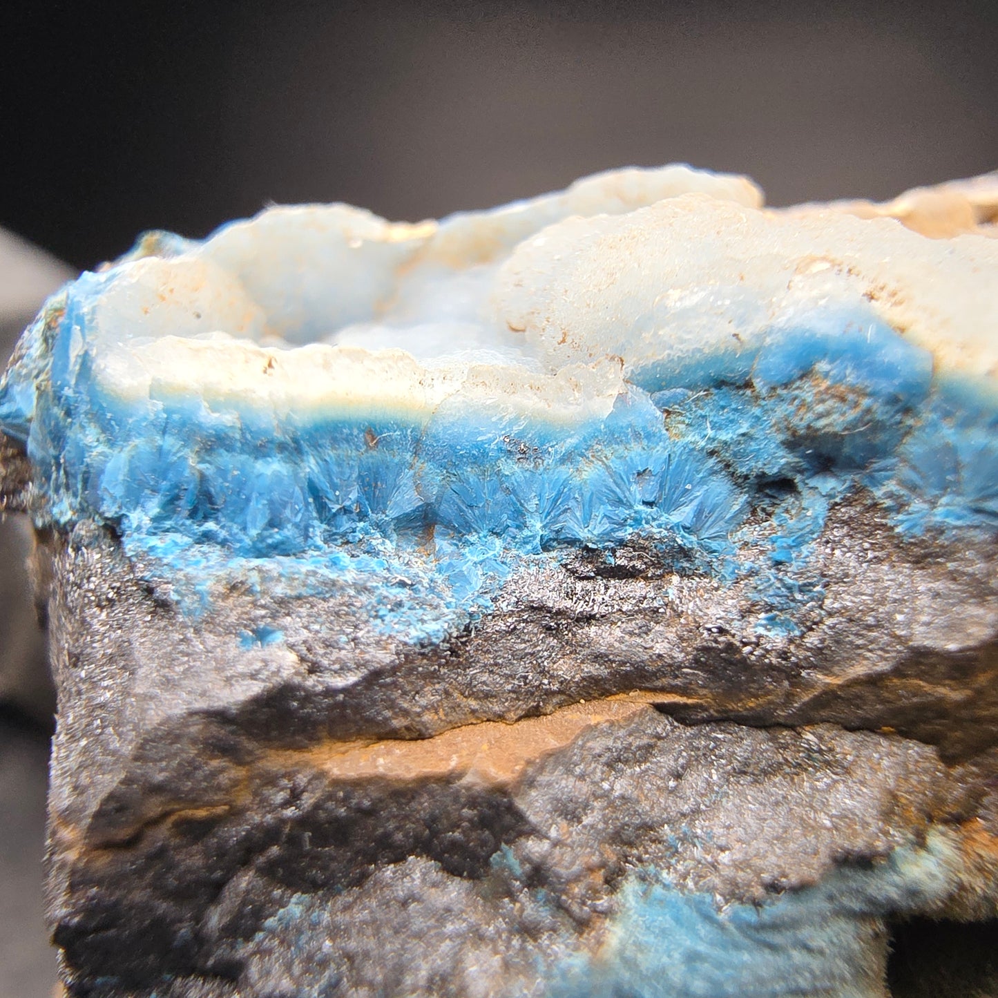 Rare Shattuckite specimen blue, sphere crystals Kaokoveld, Namibia 54*53*48mm