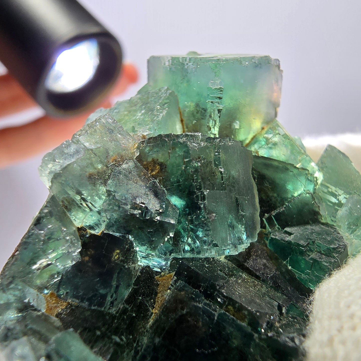 Rare spécimen de cube de fluorite fantôme, parqueté vert Okorusu, Namibie, 43 x 39 x 20 mm